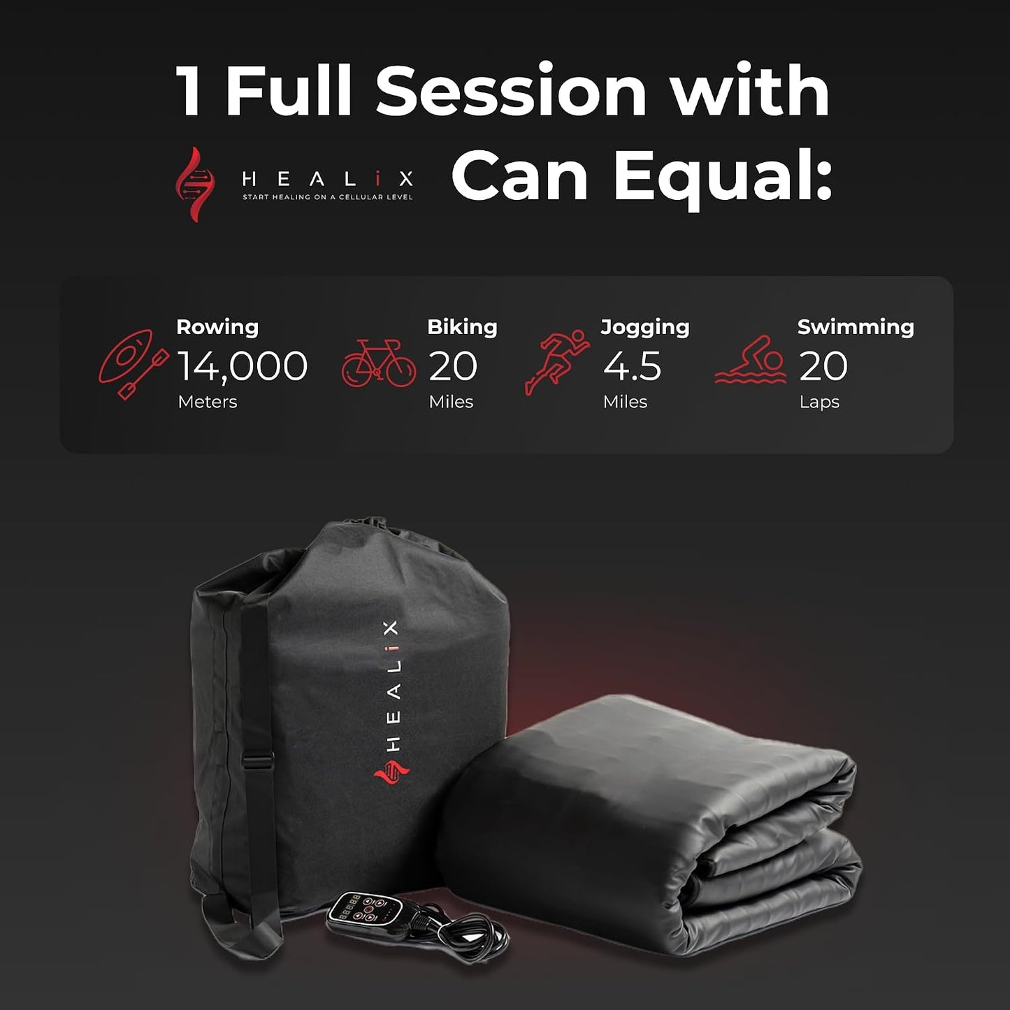 Healix Infrared Sauna Blanket - Zero EMF Portable Sauna for Detox, Recovery & Wellness - 10,000-Strand Far Infrared Carbon Fiber Heating, Adjustable 77-176°F | Zipper Seam Closure