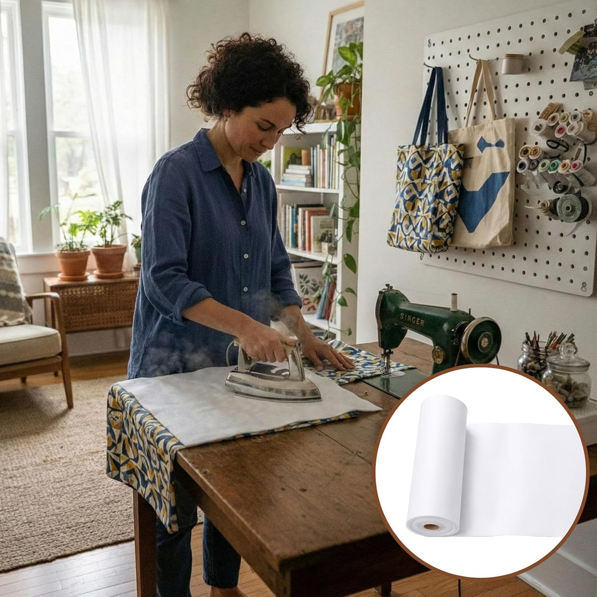 BrightRow Double Sided Foam Interfacing Stabilizer,White,14'' X 4.36 yd