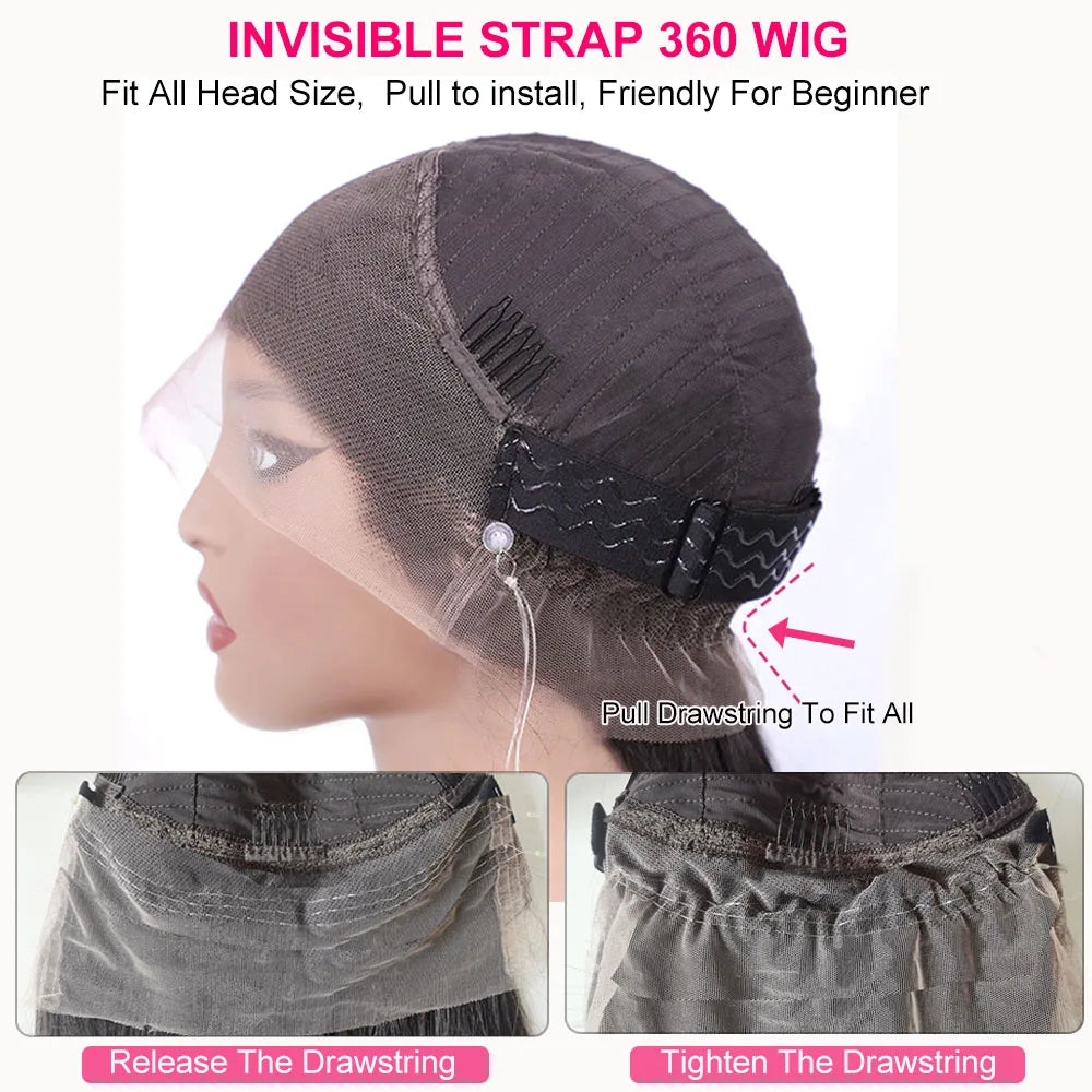 Frontal Wig Hidden Strap 360 Human Hair Wigs