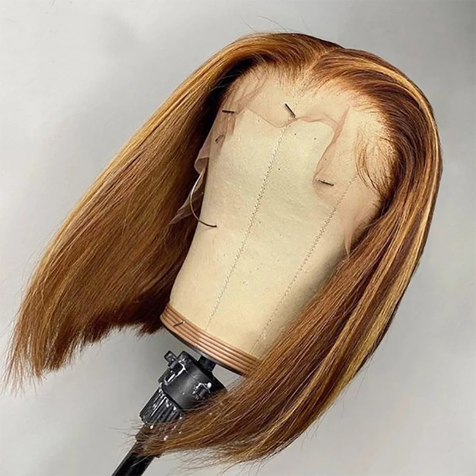 Highlight Straight Bob Wig 100% Human Hair 13x4 Lace Front Wig Glueless