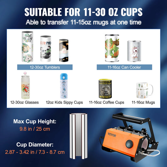 Cup Tumbler Heat Press Touchscreen DIY Ceramic Mug Heat