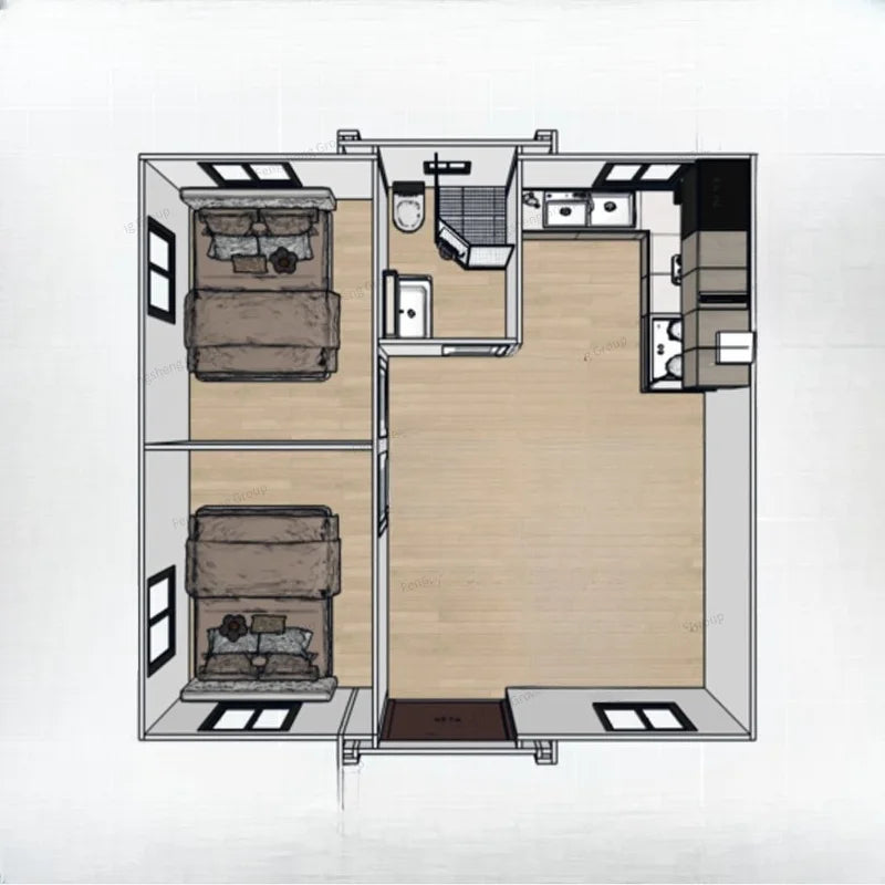 Prefab Houses Module Customized Outdoor Factory Container Home Foldable Tiny 2 3 4 Bedroom Living Container House 20Ft 40Ft