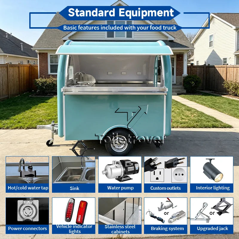 Cheapest Food Truck Trailer Hot Dog Food Cart Mobile Food Trailer Ice Cream Food Truck with Full Kitchen Equipment