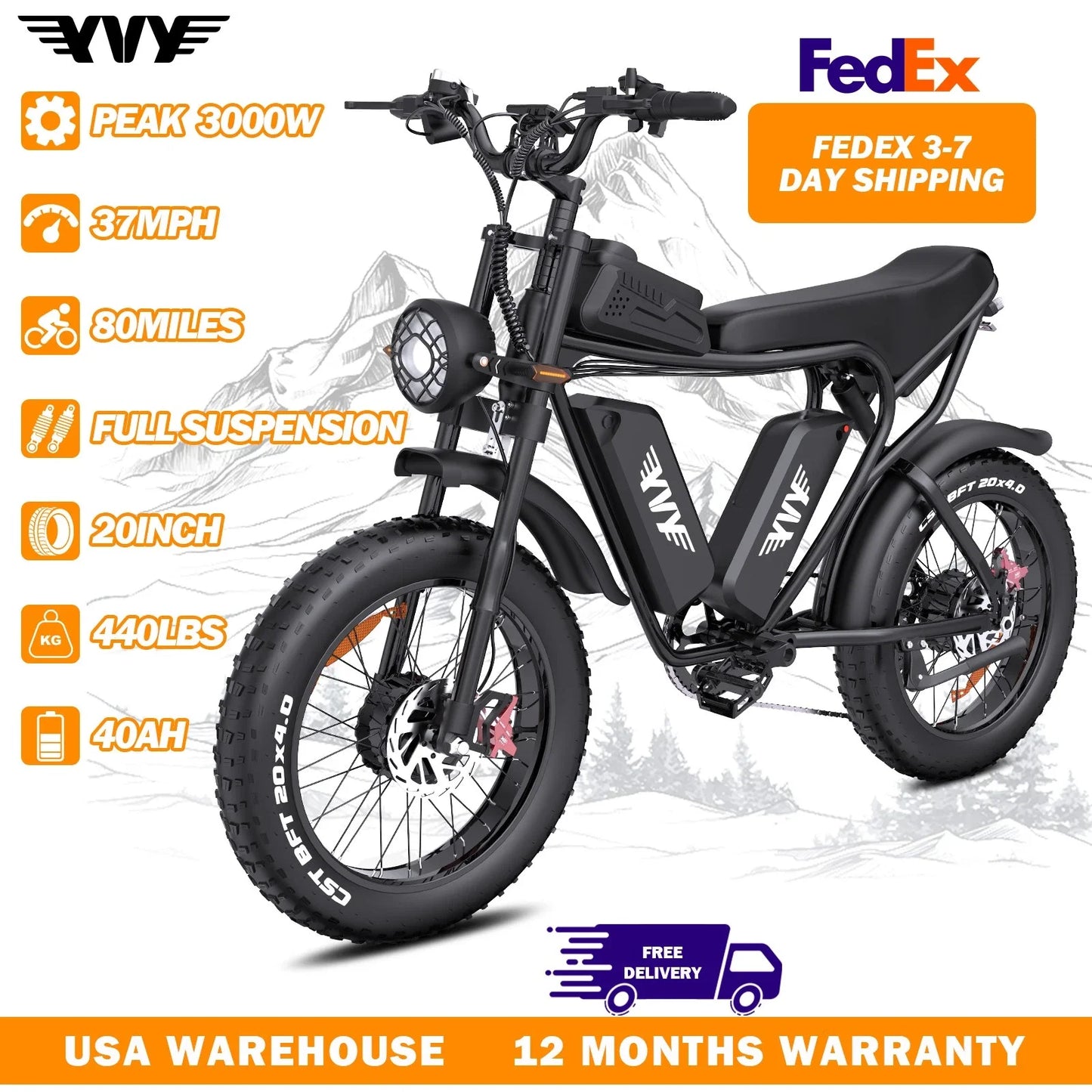 Electric Bike for Adults 1500/2000W 33/37MPH 48/52V 50-80Miles