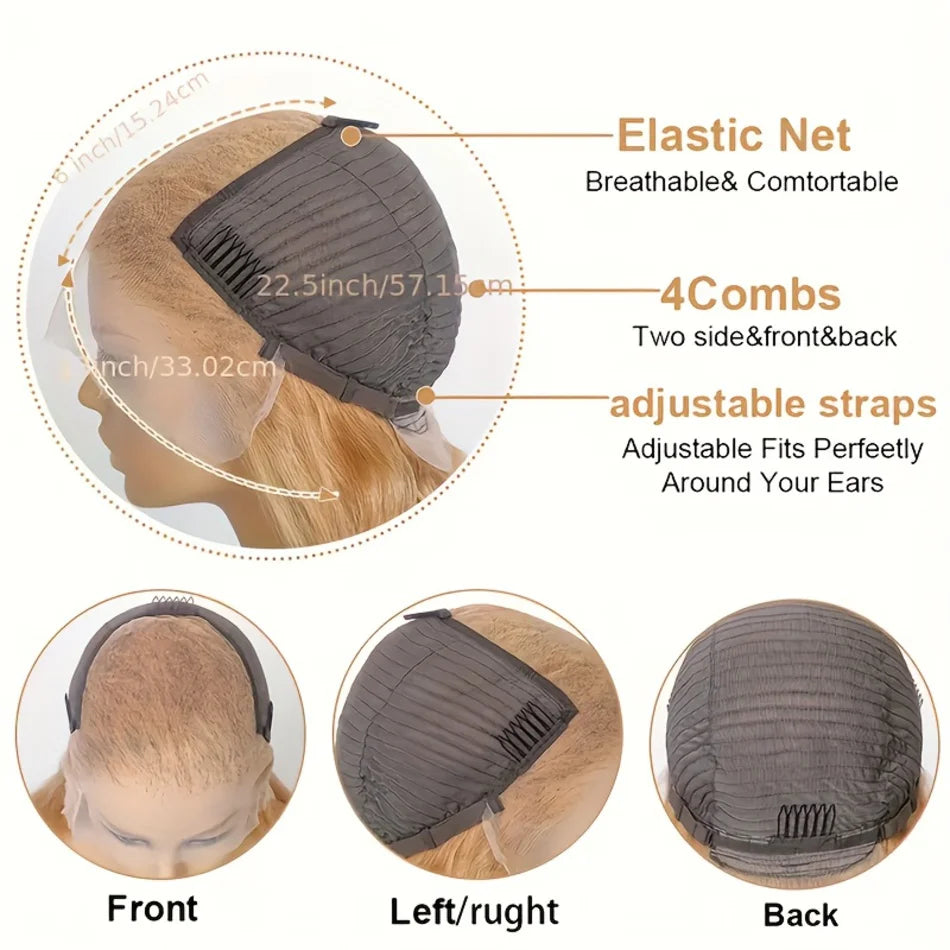 Blonde Wig Human Hair 13X6 Lace Front Wig Curly Colored
