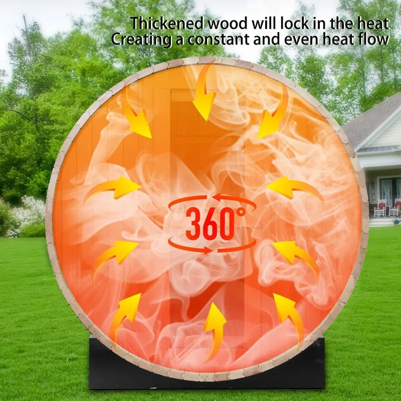 6x6FT Outdoor Barrel Sauna Room, Family Sauna for 4-6 People with Electric Heater