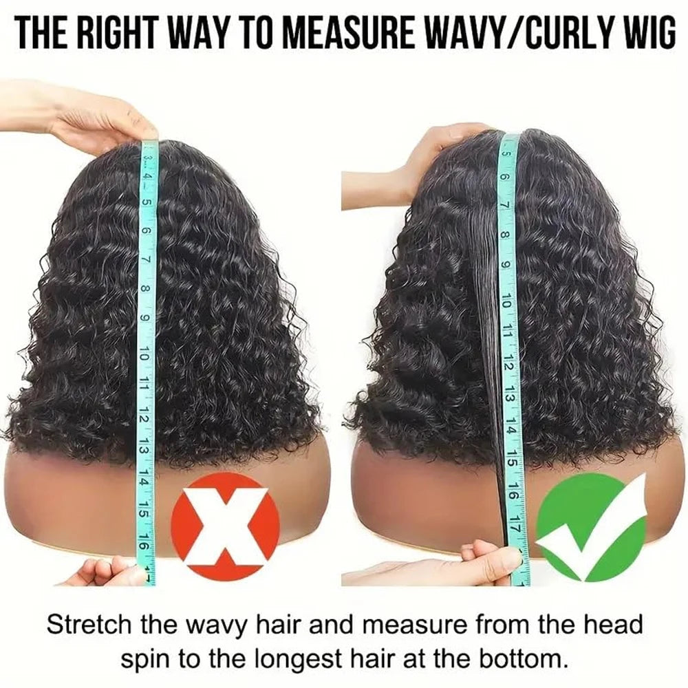 Short Bob Kinky Curly Human Hair Frontal Wig 4C Edges Closure