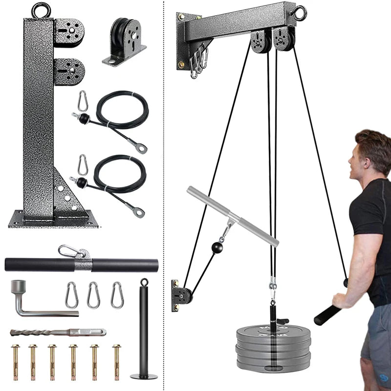 Wall-Mounted Gym Pulley System - Multi-Functional Cable Machine
