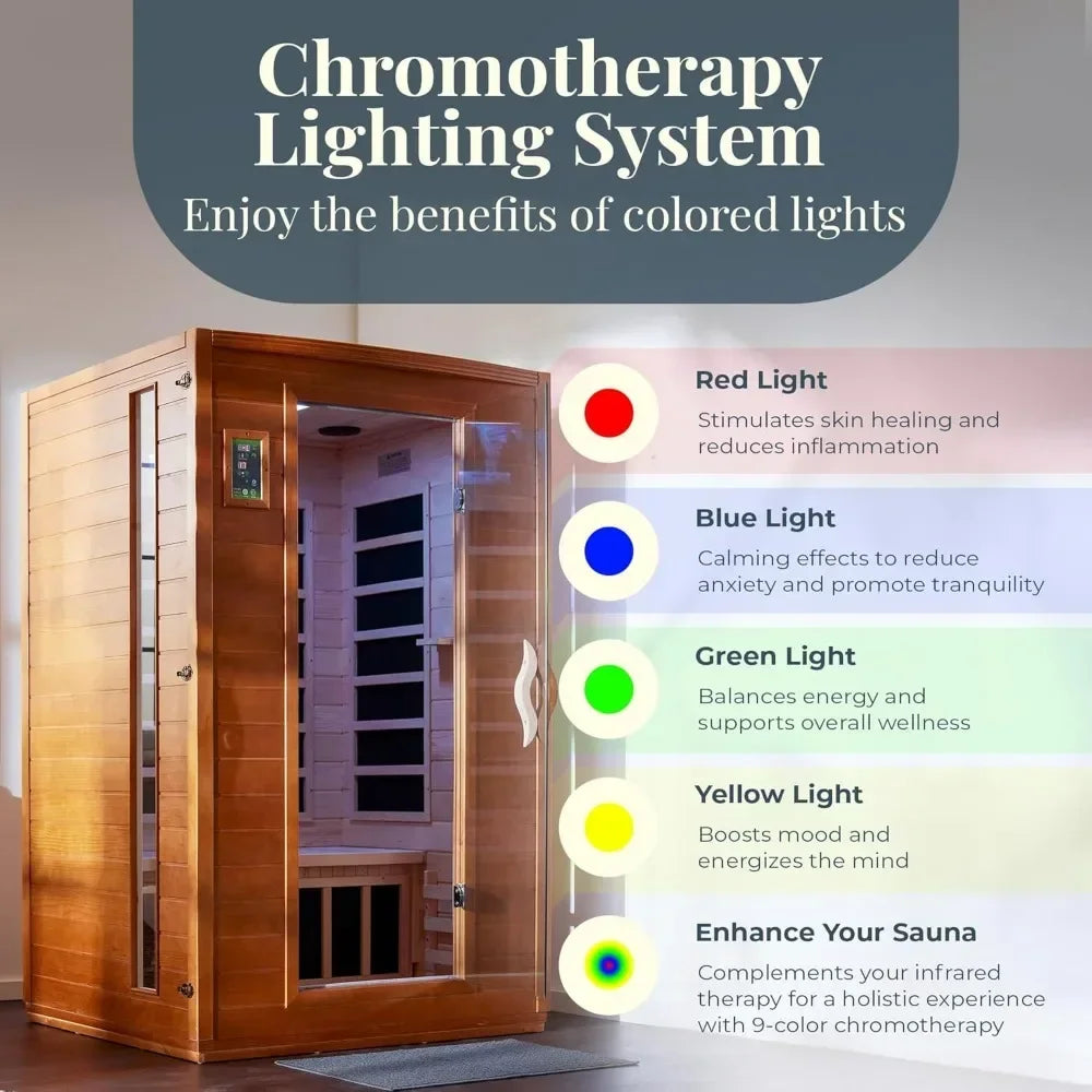 Saunas Adora 2-Person Low EMF FAR Infrared Sauna, Canadian Hemlock Wood