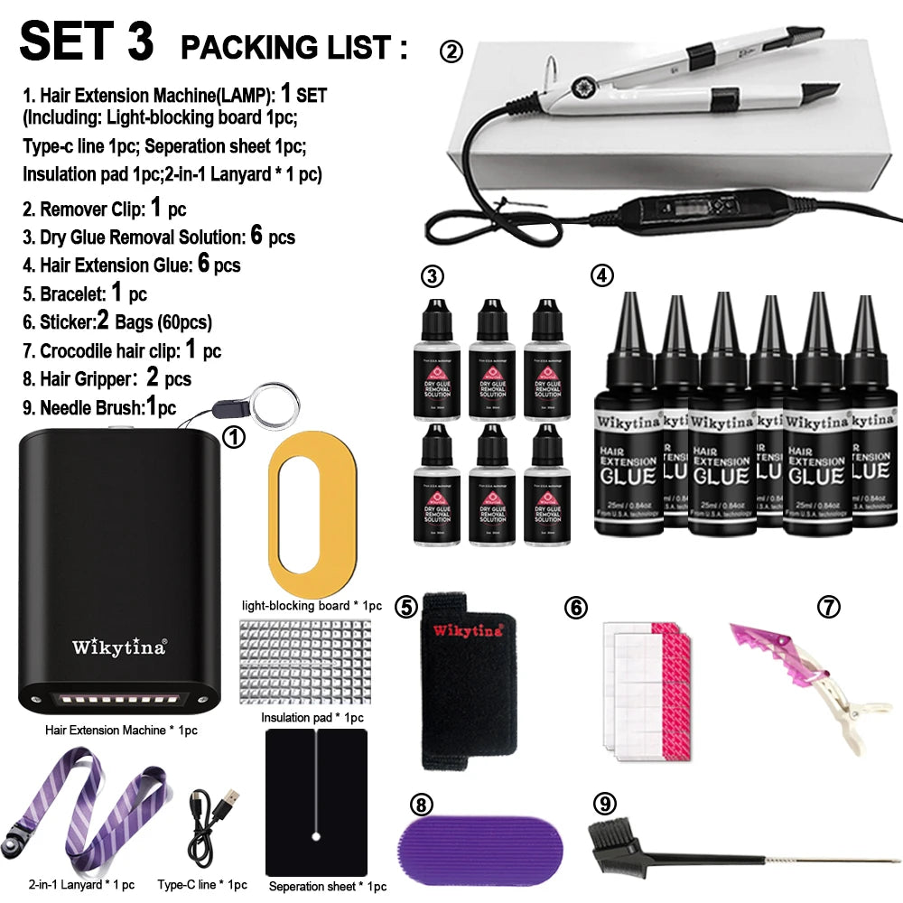 Advanced V Light Hair Extension Tools Kit with UV Glue Hair Extension Machine