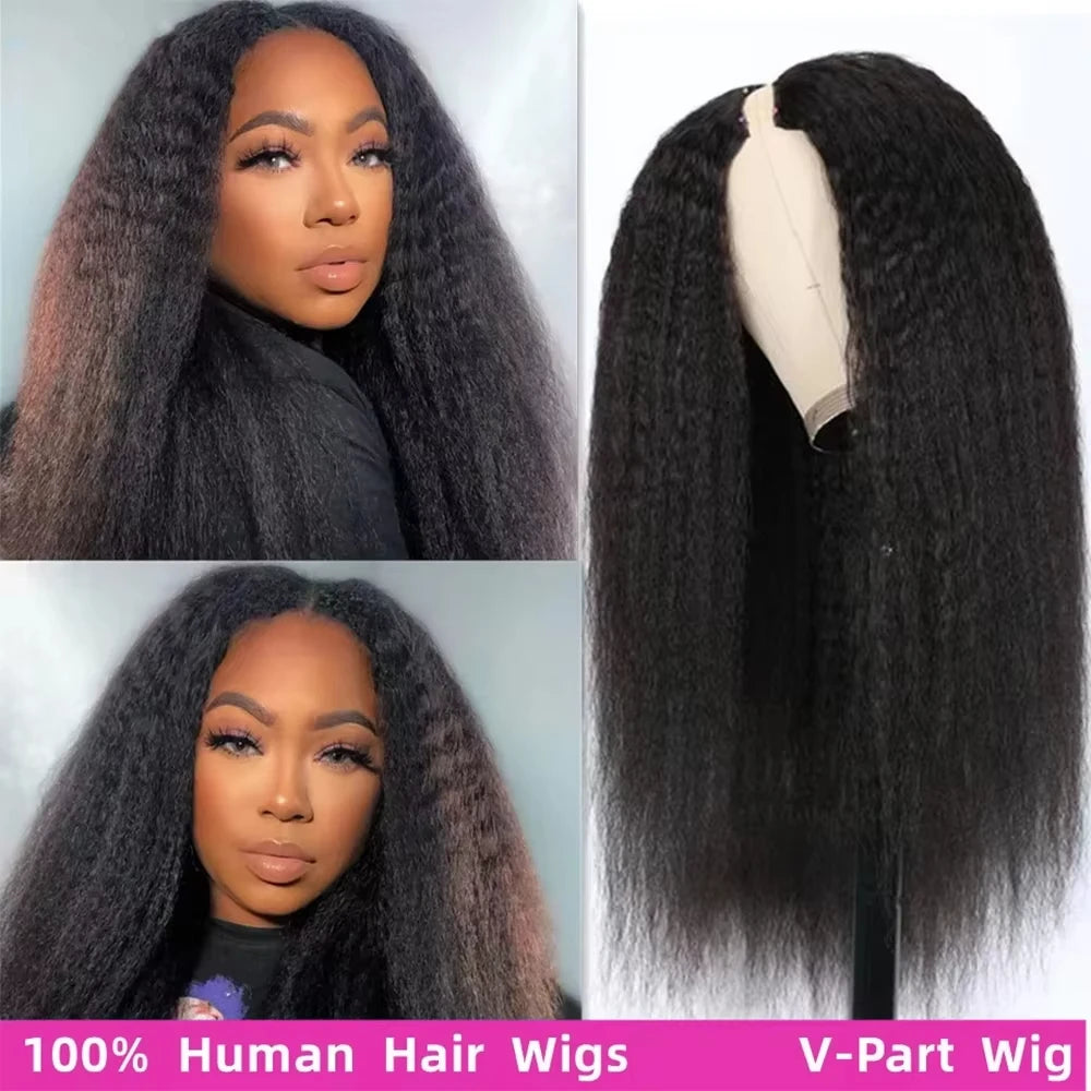Wig Invisible Strap HD 360 Lace Front Wigs Human Hair Kinky Straight 250 Density