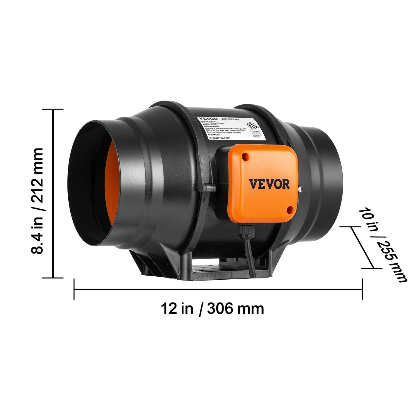 Inline Duct Fan Quiet EC-motor Ventilation Exhaust with Temperature Humidity Controller