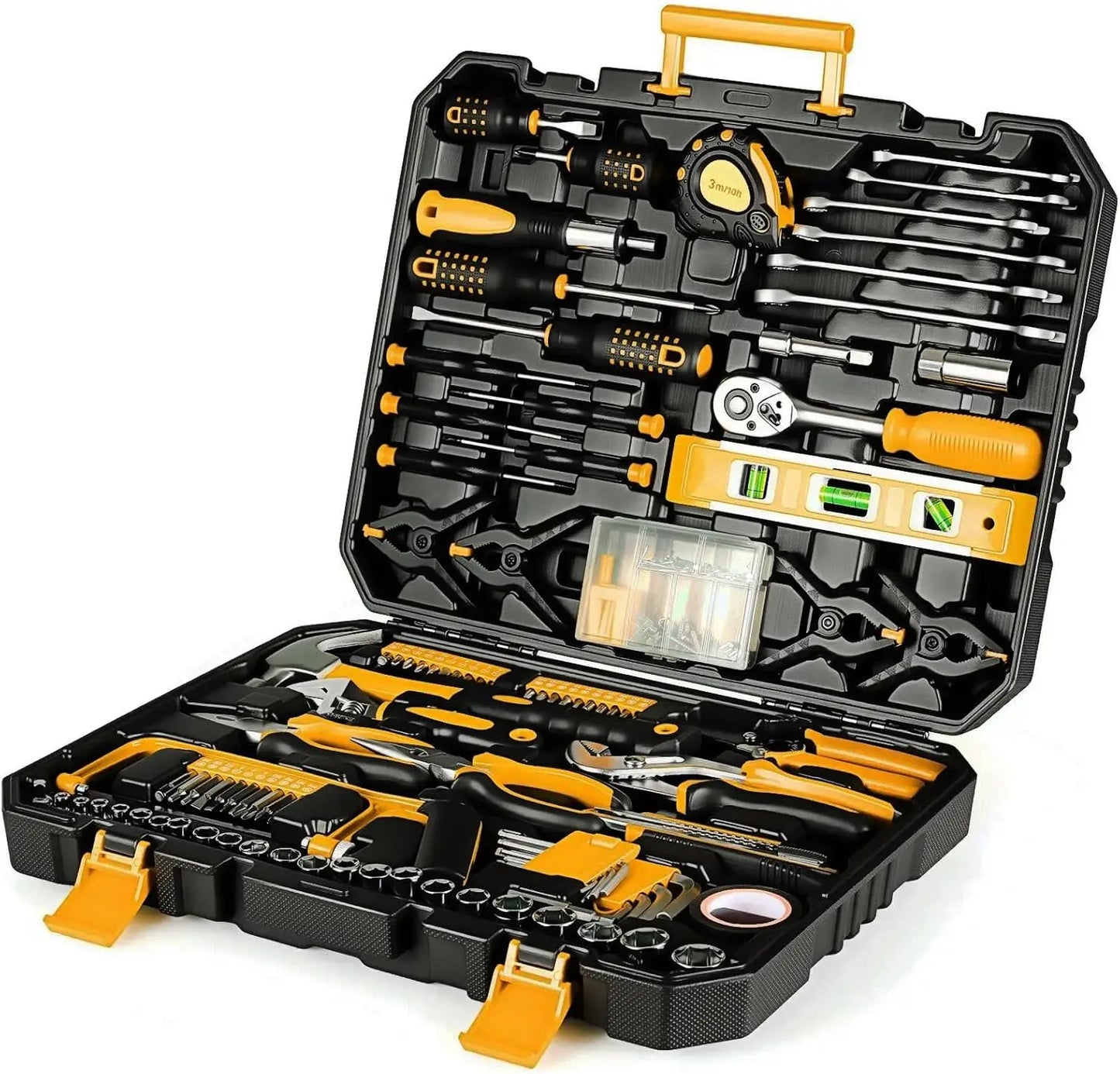 198 Piece Tool Box, Hand Tool Set, Ratchet Socket Tool Set,