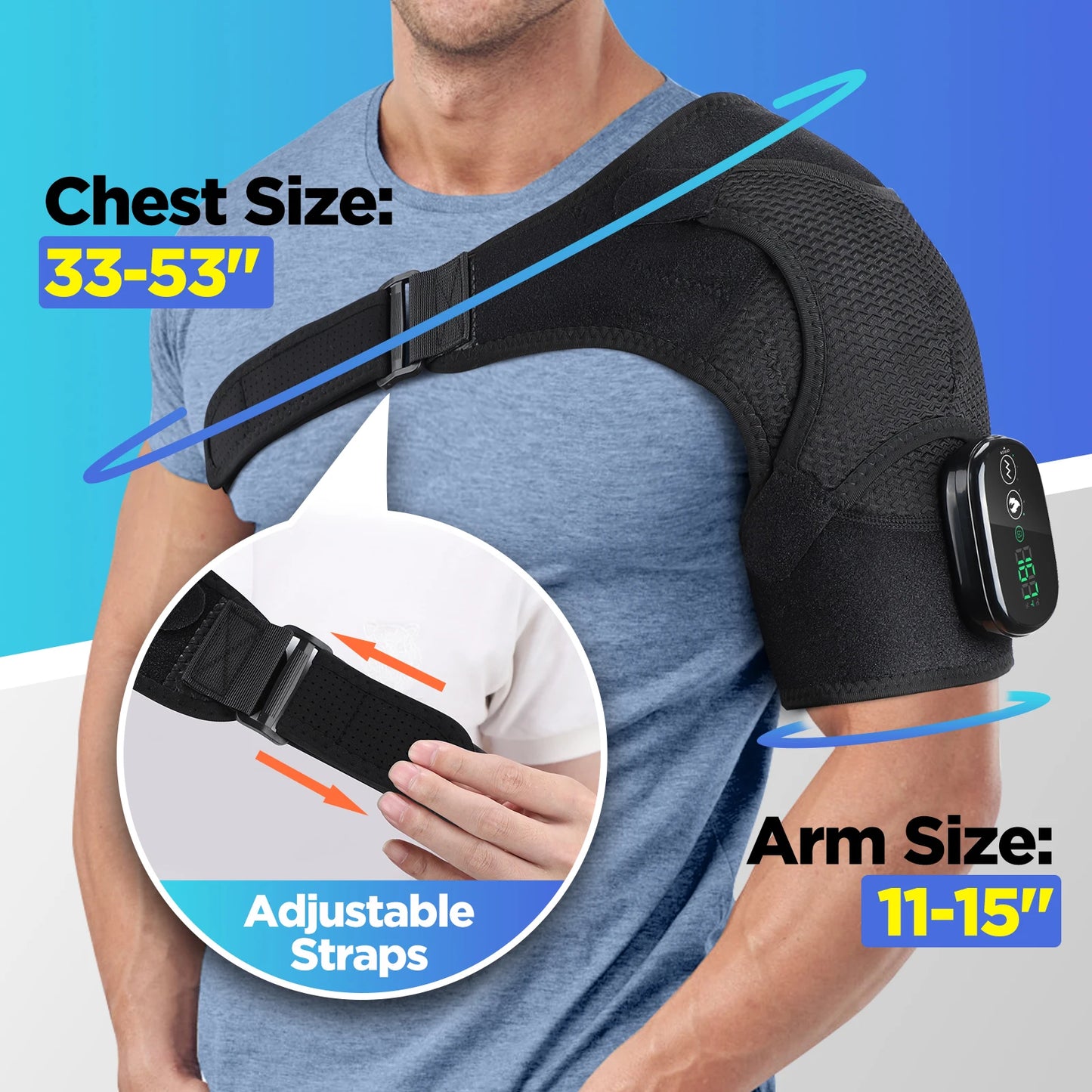 Electric Shoulder Support with Heat & Vibration - Adjustable Comfort Brace