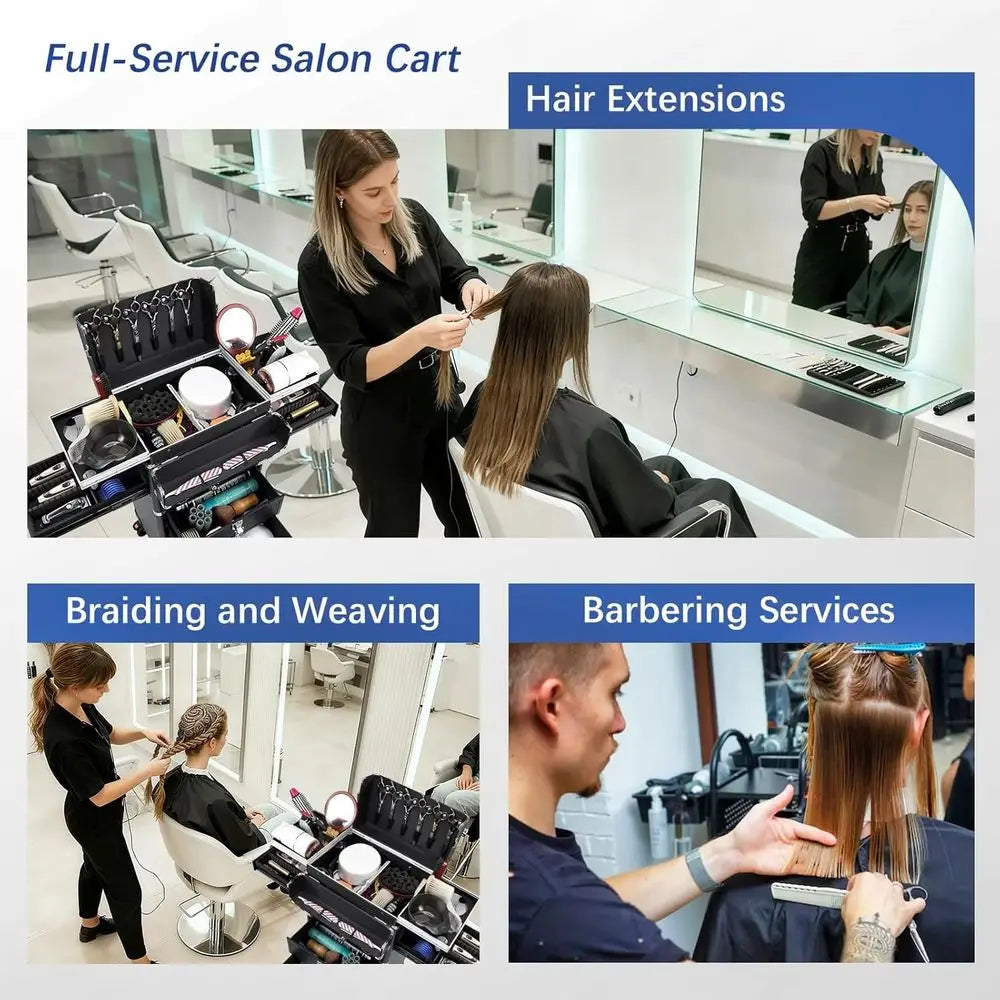 Portable Stylist Cart with 4 Drawers, Rolling Salon Station for Hair & Makeup Services