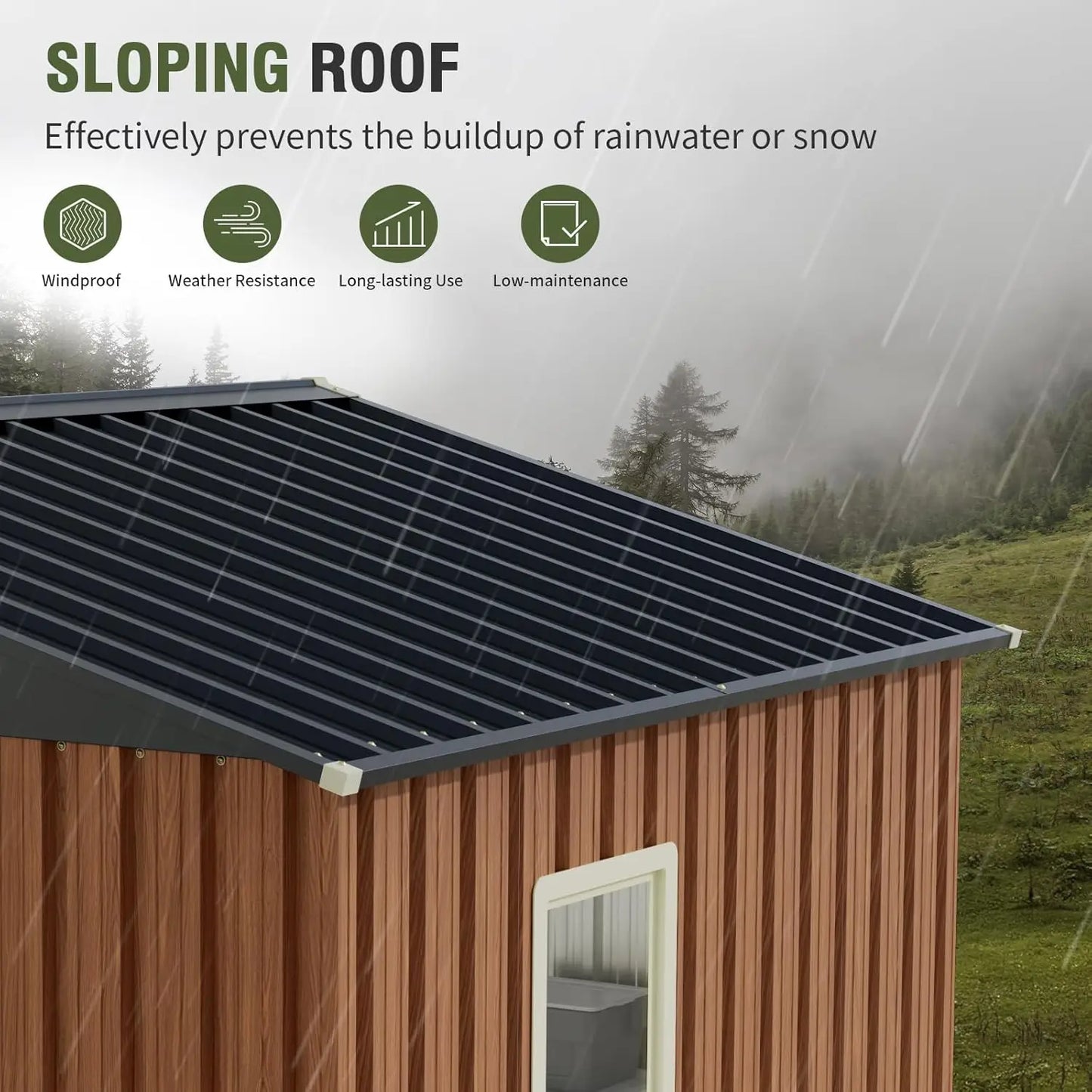 8x6 Ft Outdoor Storage Shed with, Lockable Window Steel Tool Shed