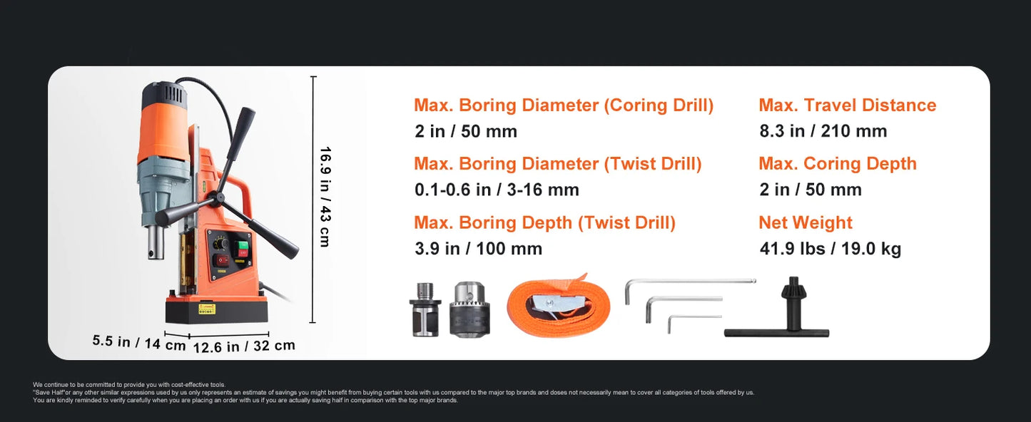 1300W 1400W 2" Electric Drilling Machine Magnetic Drill Boring