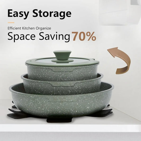 10 Pcs Pots and Pans Set, Nonstick Kitchen Cookware Sets