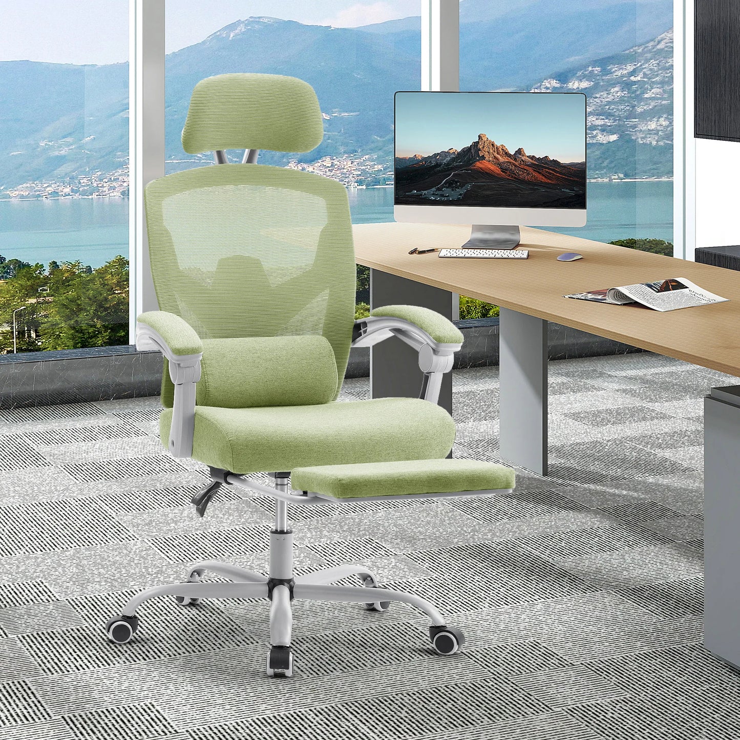 High Back Ergonomic Reclining Gaming Office Chair with Lumbar Support Pillow Meshair