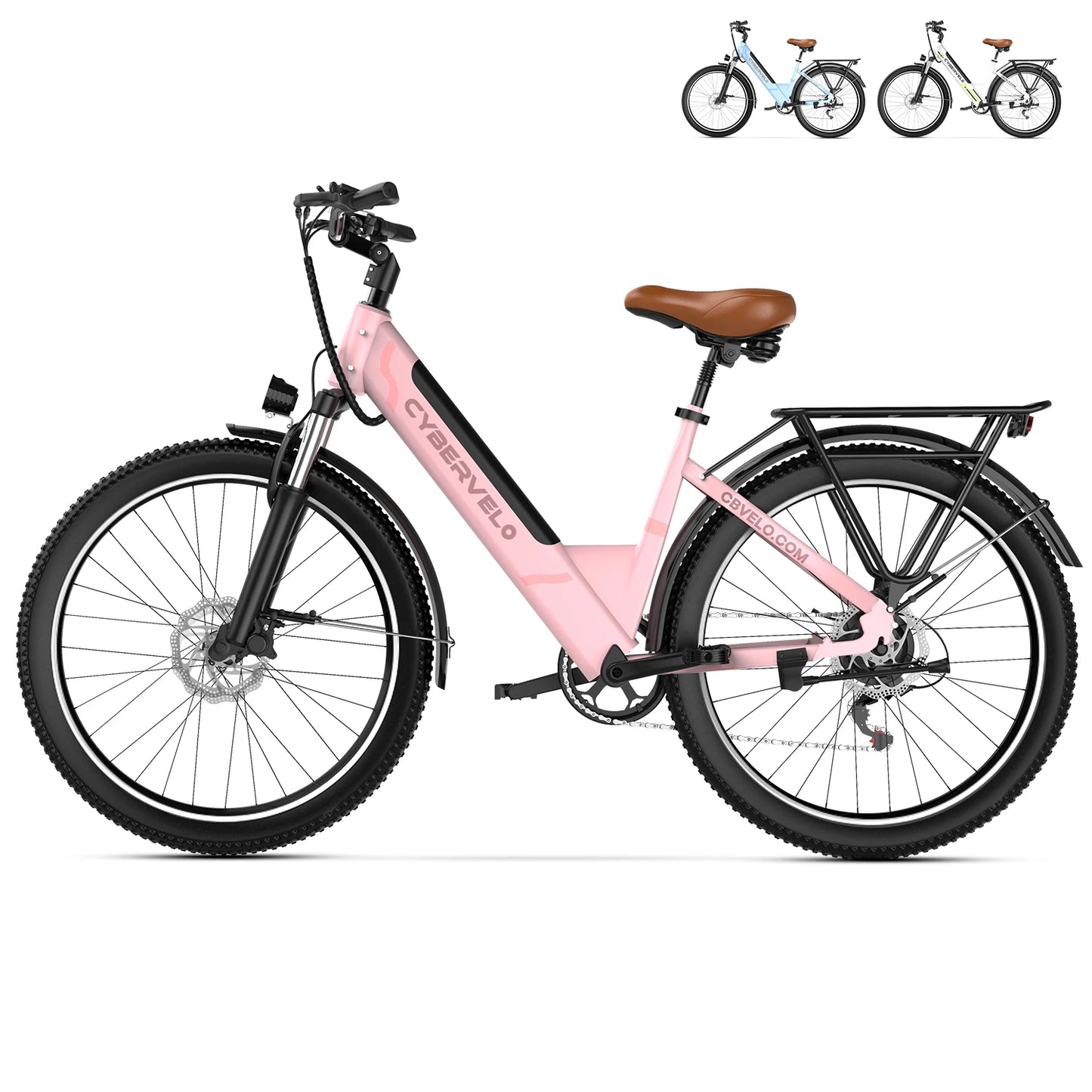 26" Step-Thru Electric Bike for Adult,1000w Peak Motor 80Miles Range,