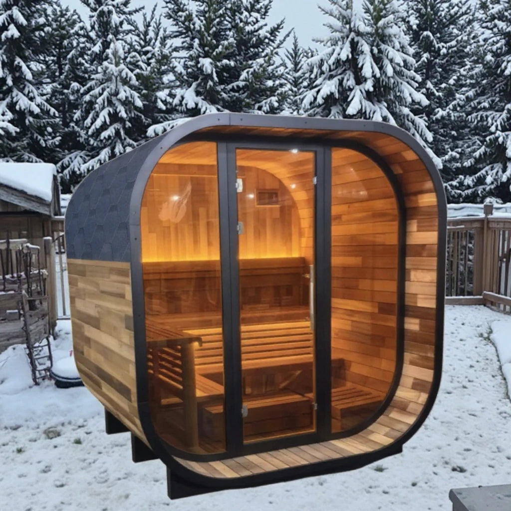 Modern Dry Sauna Room Spliced Redwood 4-6 Person Large Luxury