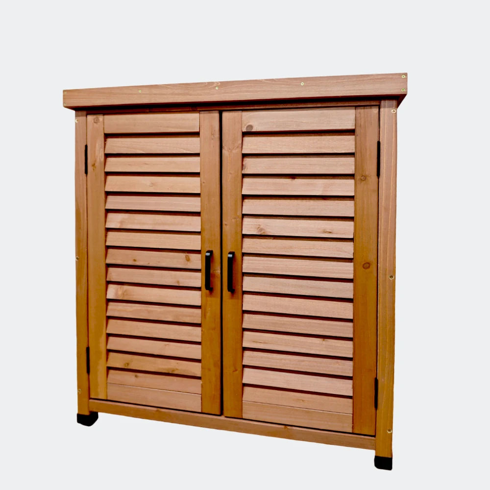 Potting Bench with Storage Cabinet and Metal Table Top for Outdoor Patio,'