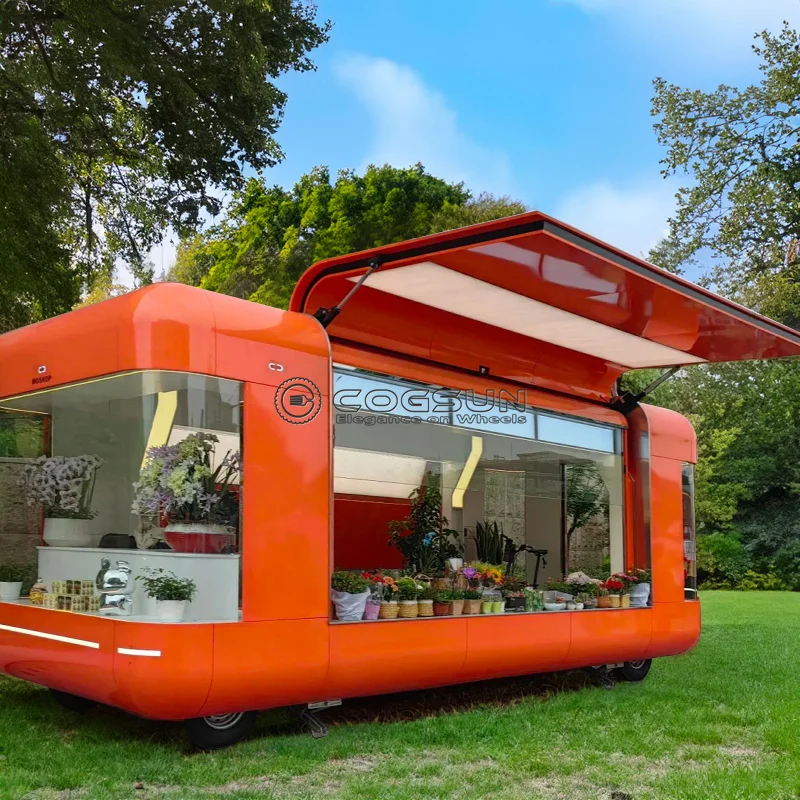 Street Mobile Food Trailer Pizza Van Ice Cream Bubble Tea Coffee Catering Cart Hot Dog Snack Vending Food Truck for Sale