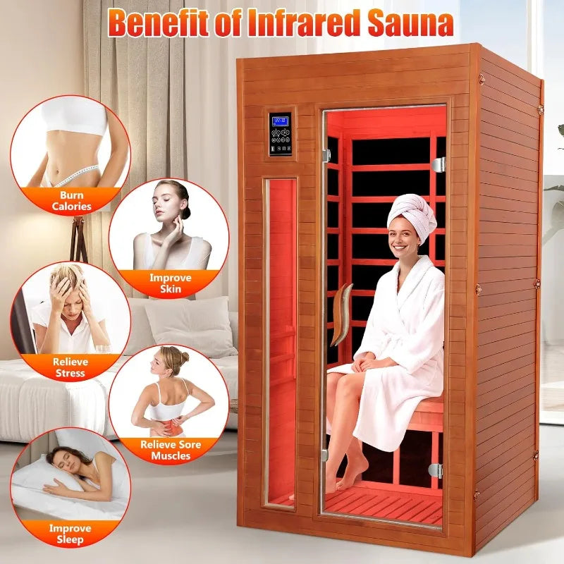 Infrared sauna with red light therapy for home wellness and spa experience