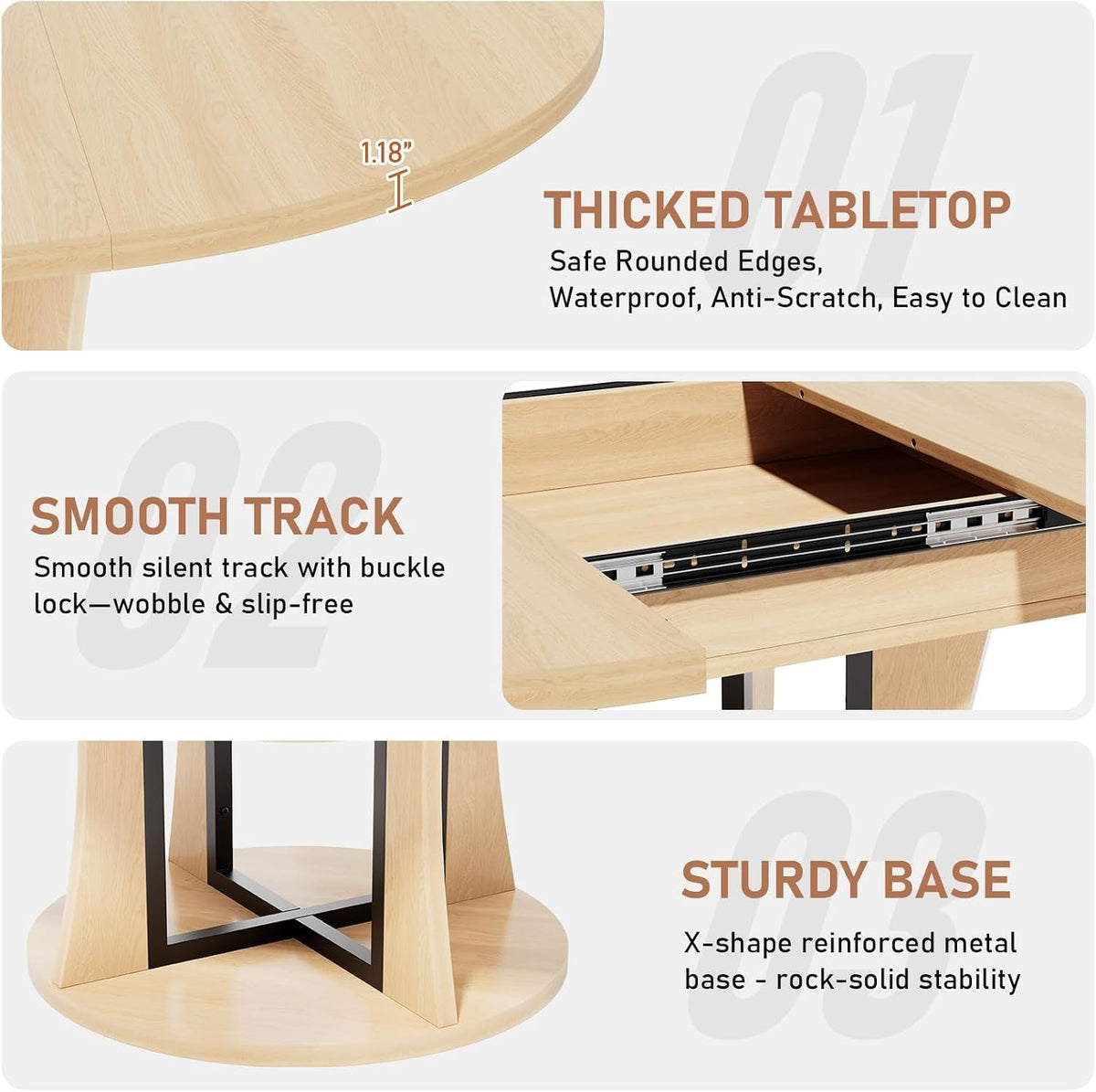 Extendable Oval Dining Table with Storage Shelf, Oak-Finish Wood Grain