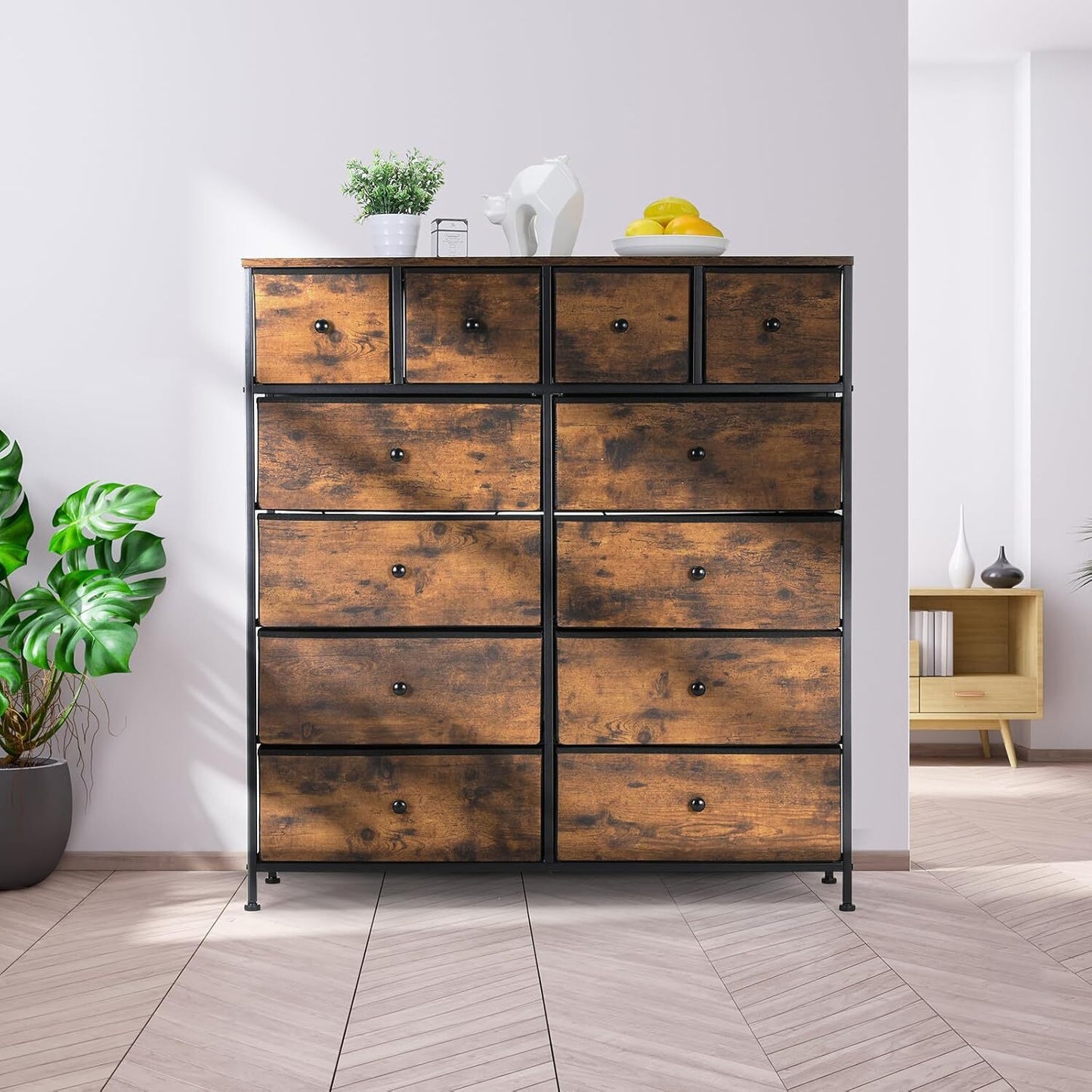Dresser Storage Tower Organizer, Chest of Drawers 12 Fabric Drawers