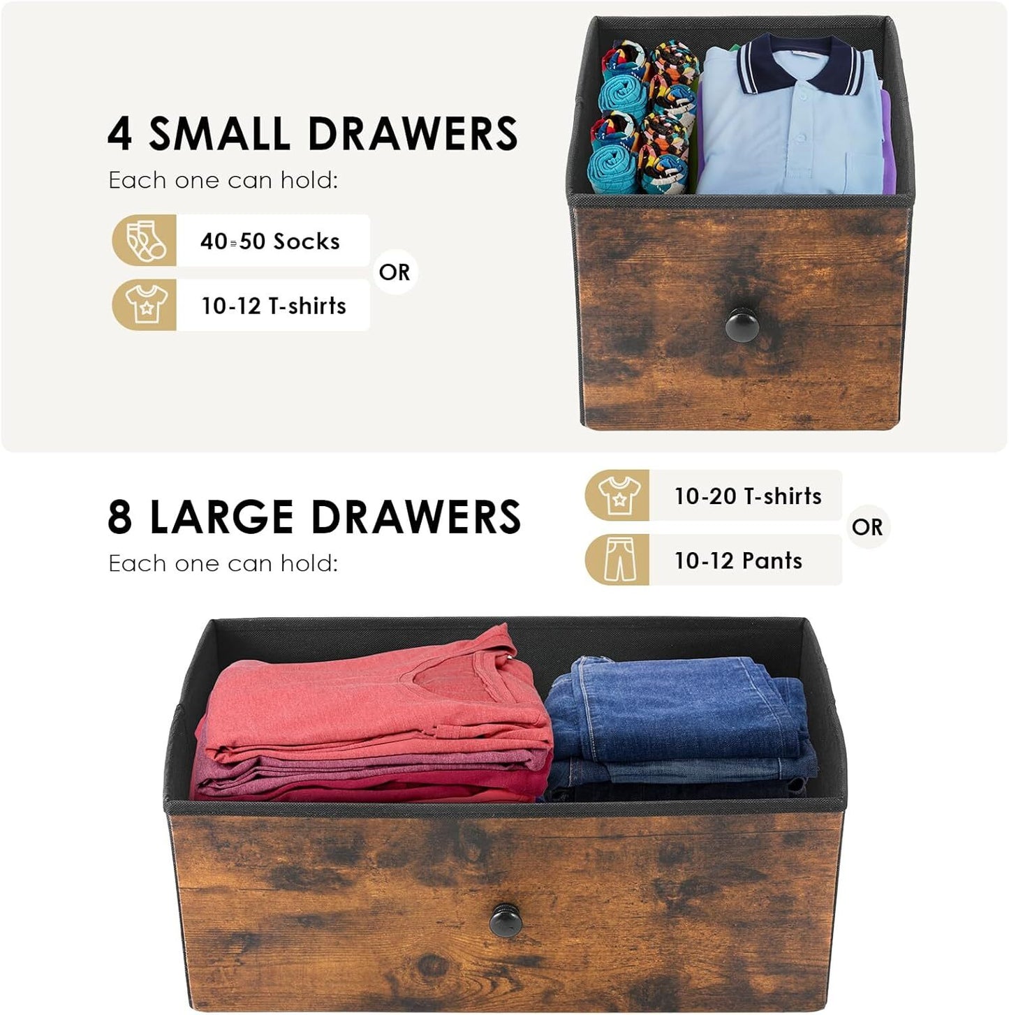 Dresser Storage Tower Organizer, Chest of Drawers 12 Fabric Drawers