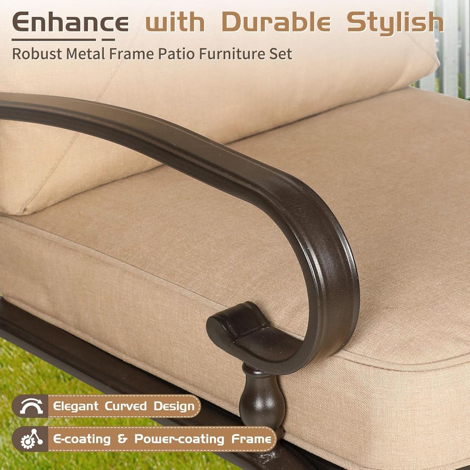 Five Piece Outdoor Metal Patio Furniture Conversation Set-3