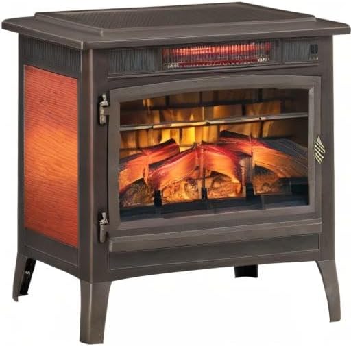 duraflame Freestanding Electric Fireplace Stove Heater with 3D Flame Effect for 1,000 Sq. Ft, Bronze