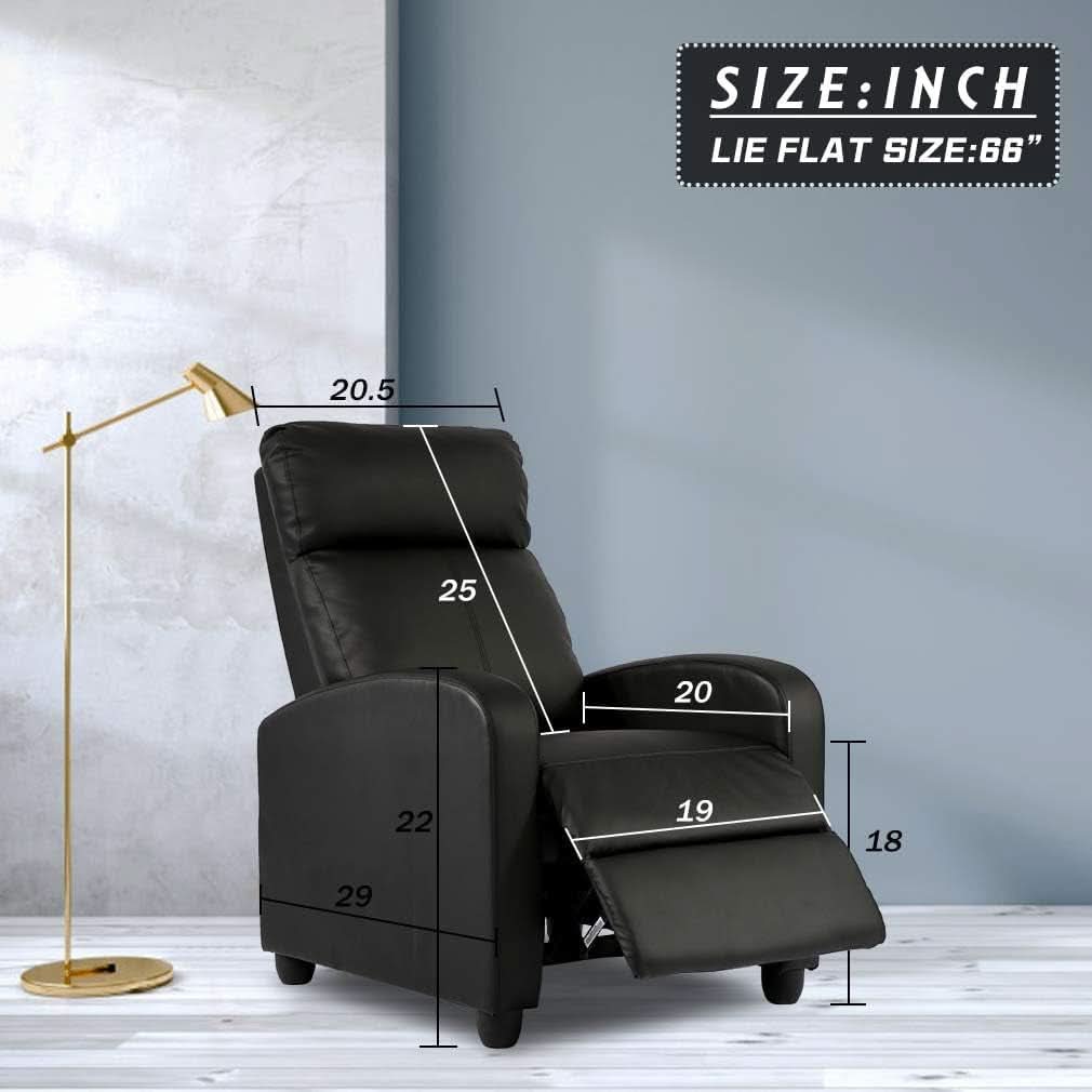 Modern Black PU Leather Recliner Chair for Living Room