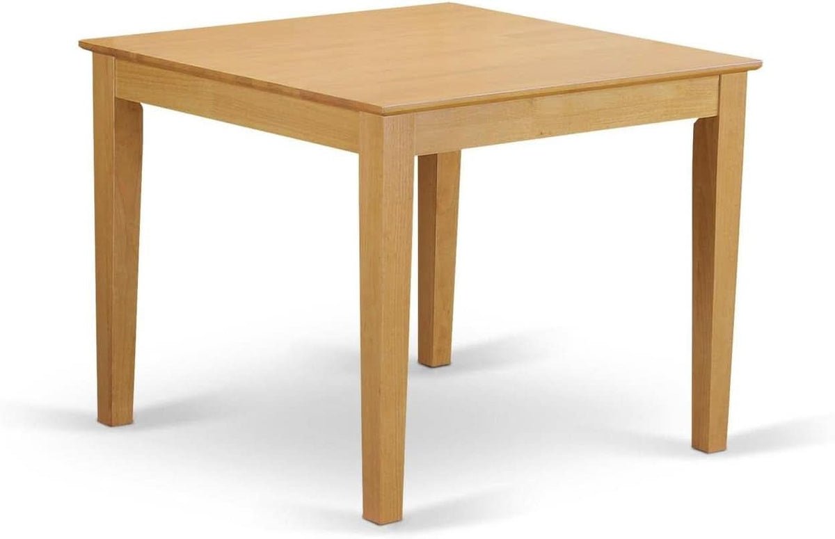 5-Piece Dining Set with Square Table and 4 Linen Upholstered Chairs, Oak Finish