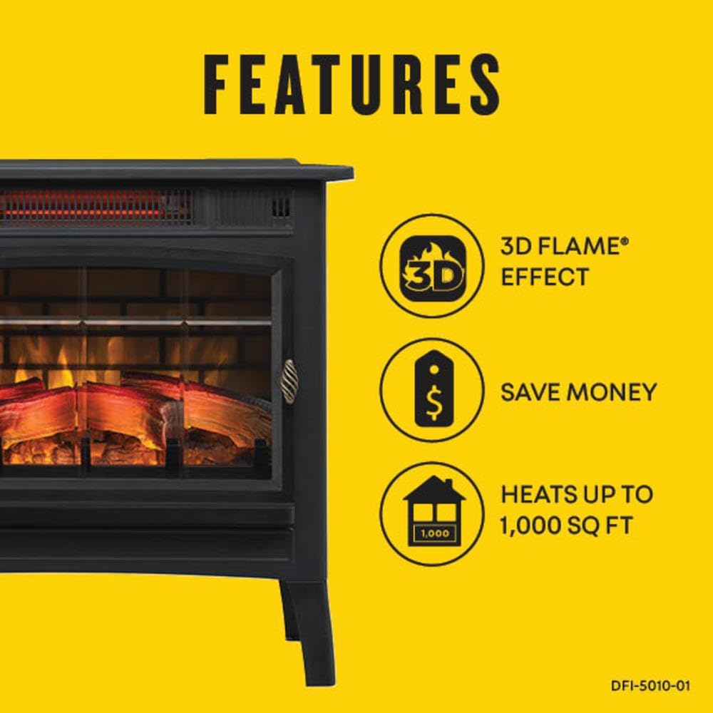 duraflame Freestanding Electric Fireplace Stove Heater with 3D Flame Effect for 1,000 Sq. Ft, Bronze