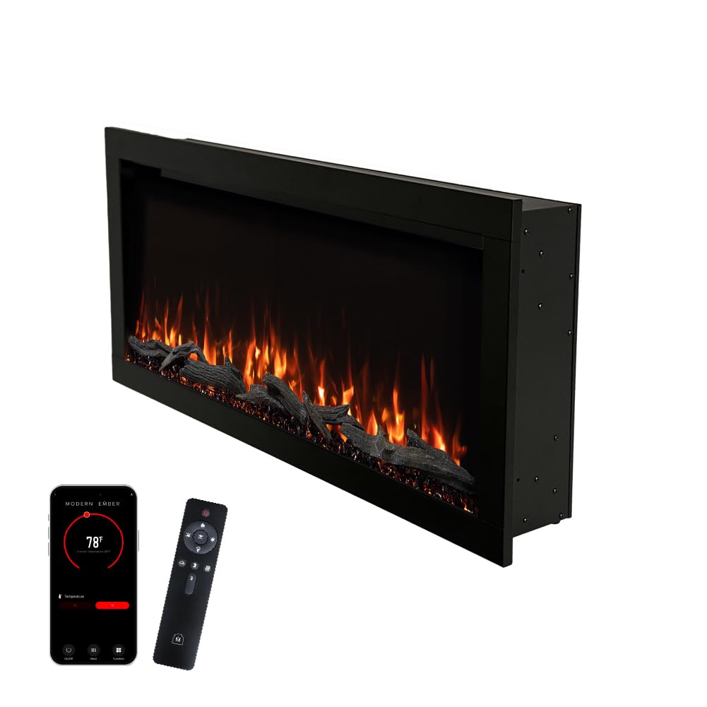 Highmark 72 Inch Smart Linear Electric Fireplace - Premium Flame with 10 Colors, Sleek Hidden Vent Design, Install Recessed in-Wall or Wall-Mount, WiFi Enabled.