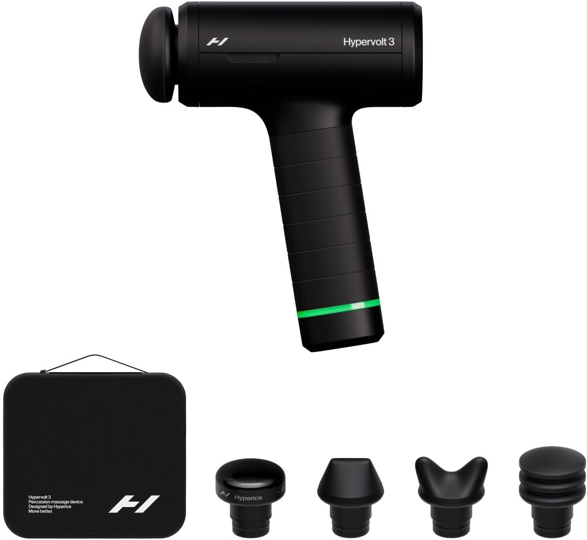 Hyperice Hypervolt 3 Percussion Massage Gun Heated Head Premium Carry Case | Loosen Tight Muscles | Five Speed Control Settings | Quiet Performance | Heated Head | Pressure Sensor Tech | 4 Hour Battery