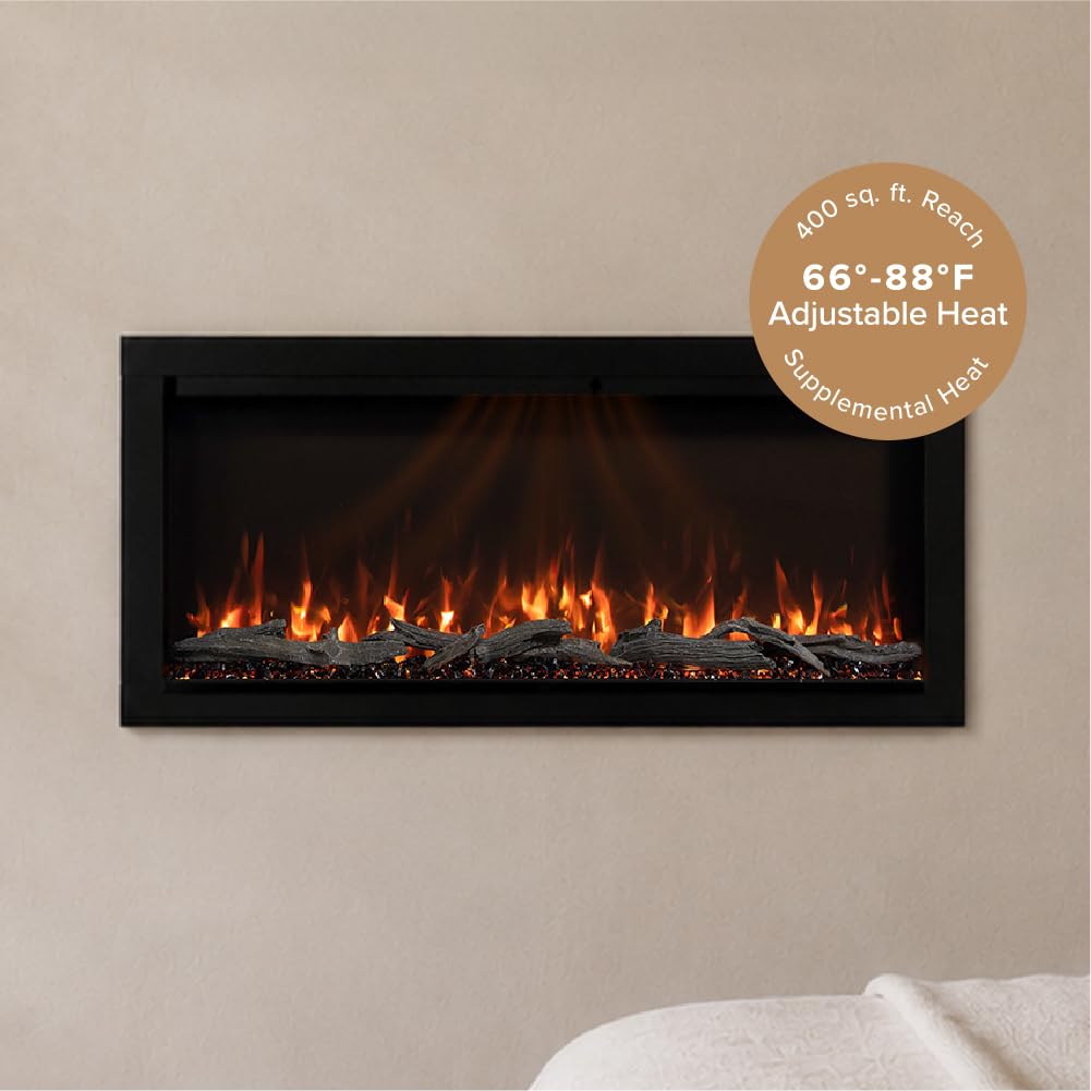 Highmark 72 Inch Smart Linear Electric Fireplace - Premium Flame with 10 Colors, Sleek Hidden Vent Design, Install Recessed in-Wall or Wall-Mount, WiFi Enabled.