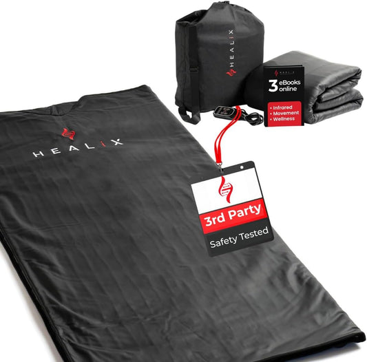 Healix Infrared Sauna Blanket - Zero EMF Portable Sauna for Detox, Recovery & Wellness - 10,000-Strand Far Infrared Carbon Fiber Heating, Adjustable 77-176°F | Zipper Seam Closure
