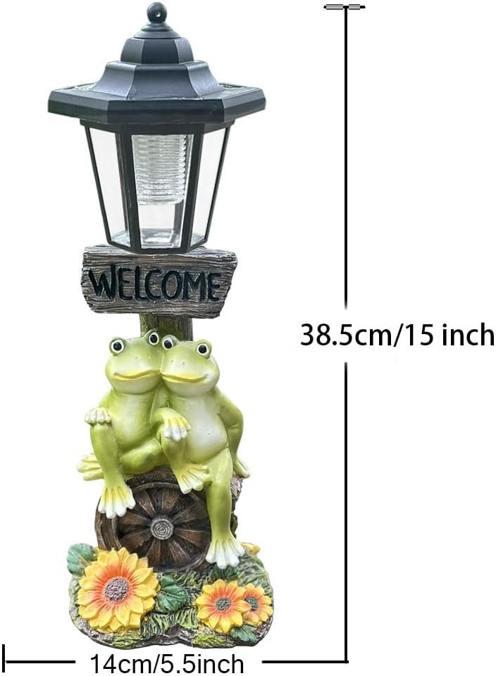 Solar Frog Garden Statue, Outside Frog Statue Gift - Outdoor Solar Garden Figurines Decorative Art Housewarming Gift Suitable for Balcony, Courtyard, and Lawn Decor