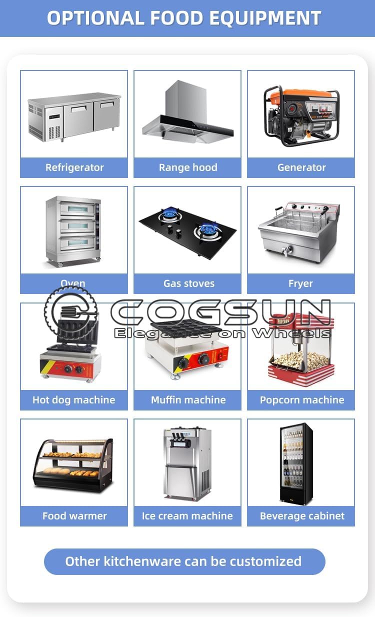 Mirror Food Trailer Equipment Mobile Trucks with Full Kitchen Equipment Hotdog Cart for Commercial Use Taco Cart Mobile Coffee Bar Trailer