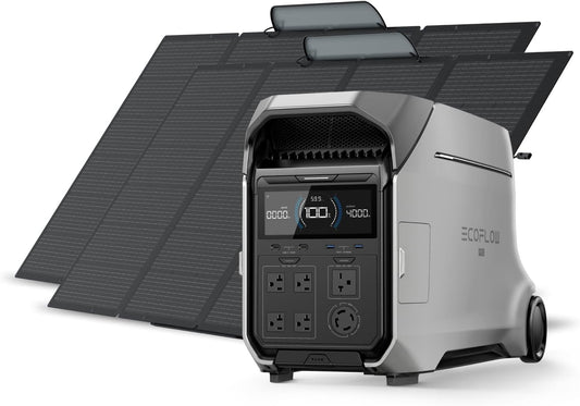 EF ECOFLOW DELTA Pro 3 Solar Generator 4096Wh with 2X400W Solar Panels | 120/240V 4000W AC Output, LFP Battery Portable Power Station for Home Use, Camping Accessories, Emergencies, Power Outage, RV