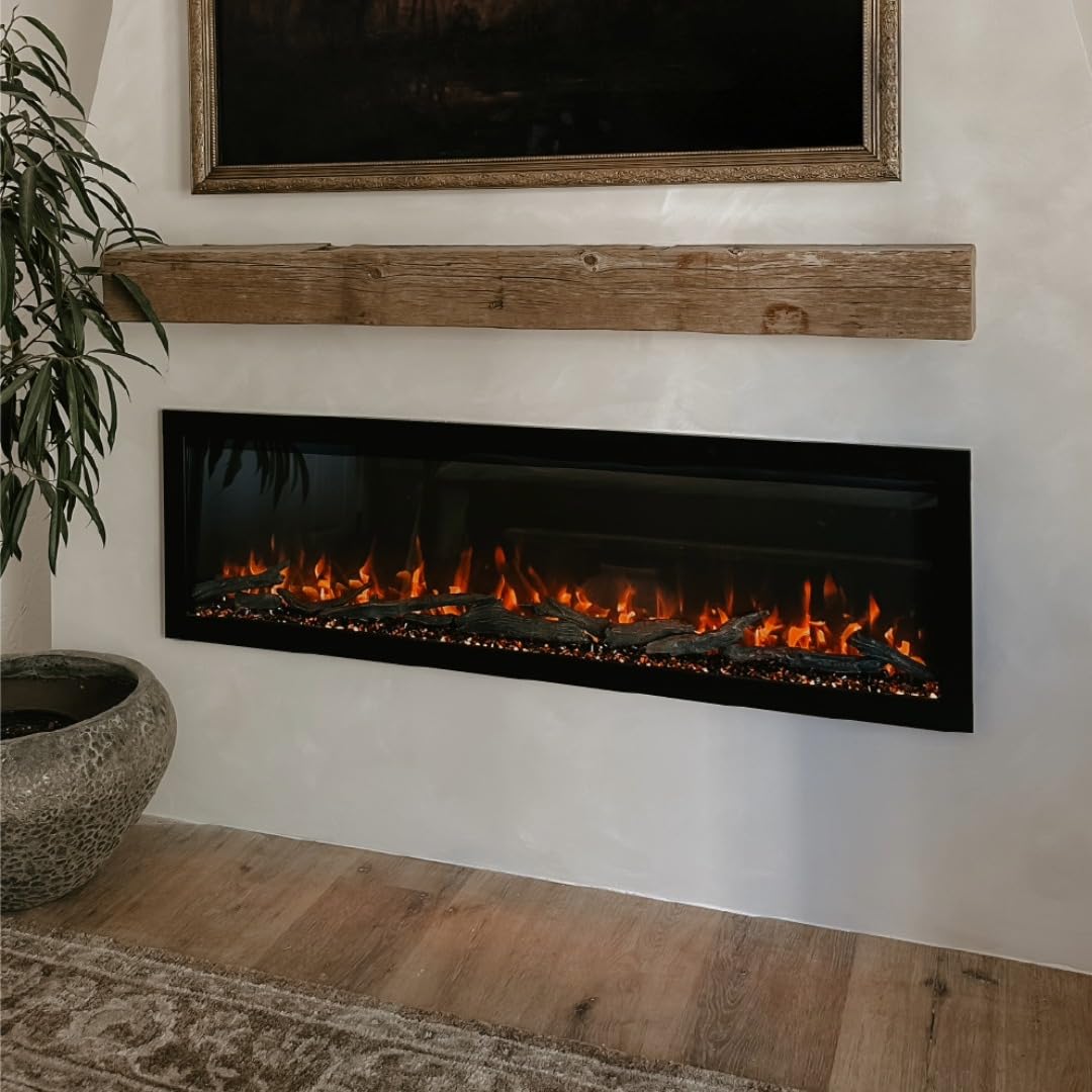 Highmark 72 Inch Smart Linear Electric Fireplace - Premium Flame with 10 Colors, Sleek Hidden Vent Design, Install Recessed in-Wall or Wall-Mount, WiFi Enabled.