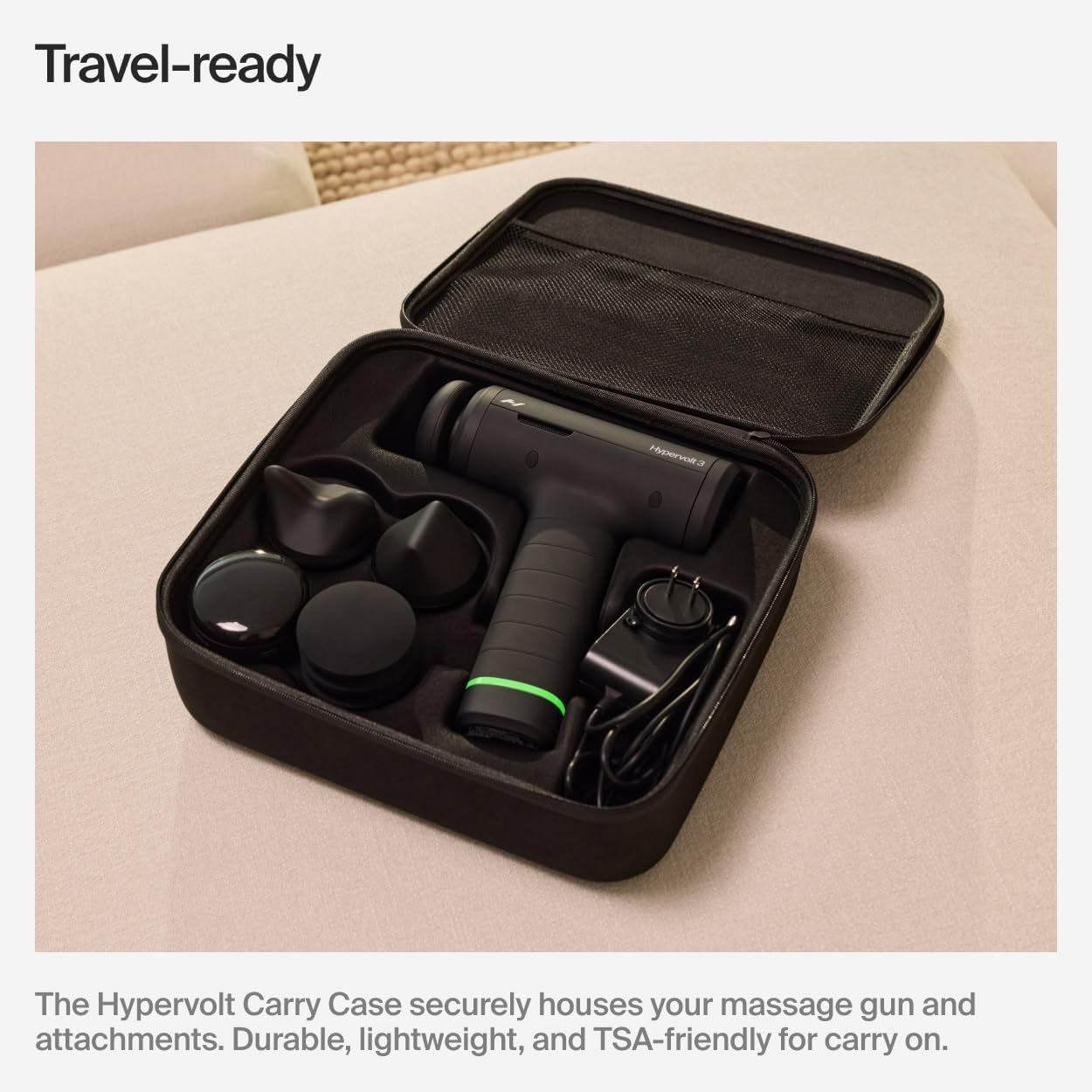 Hyperice Hypervolt 3 Percussion Massage Gun Heated Head Premium Carry Case | Loosen Tight Muscles | Five Speed Control Settings | Quiet Performance | Heated Head | Pressure Sensor Tech | 4 Hour Battery