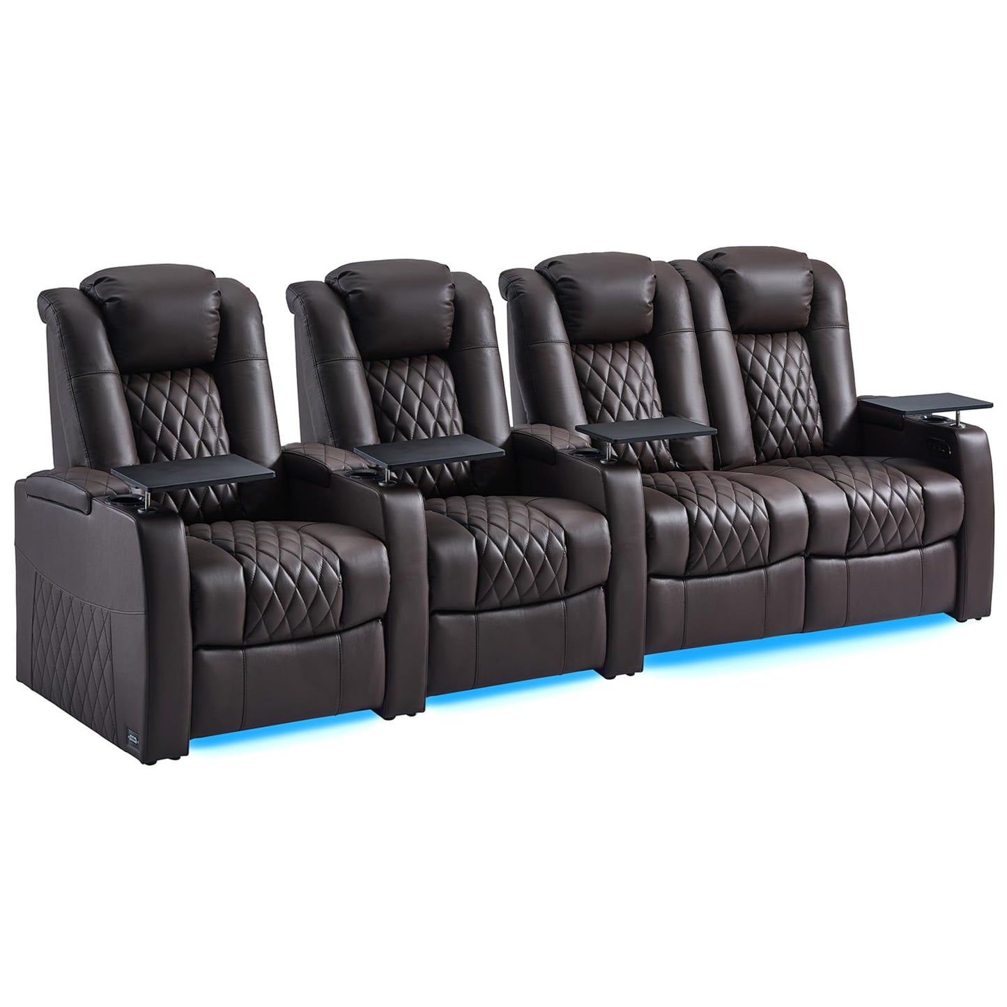 comfiroom Top-Grain Leather Home Theater Seating, Dual-Motor Power Recliner | Classic Series Black Zero Gravity Motorized Theater Chair with USB-C Charging, Adjustable Headrest, Tray Table, Row of 1