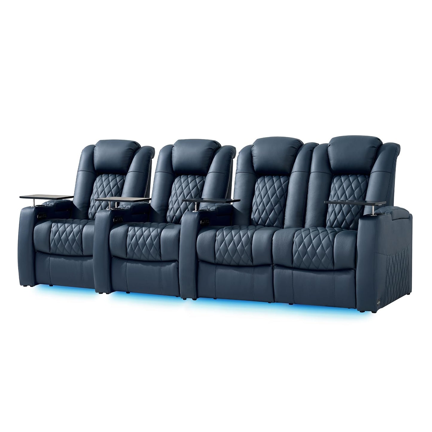 comfiroom Top-Grain Leather Home Theater Seating, Dual-Motor Power Recliner | Classic Series Black Zero Gravity Motorized Theater Chair with USB-C Charging, Adjustable Headrest, Tray Table, Row of 1