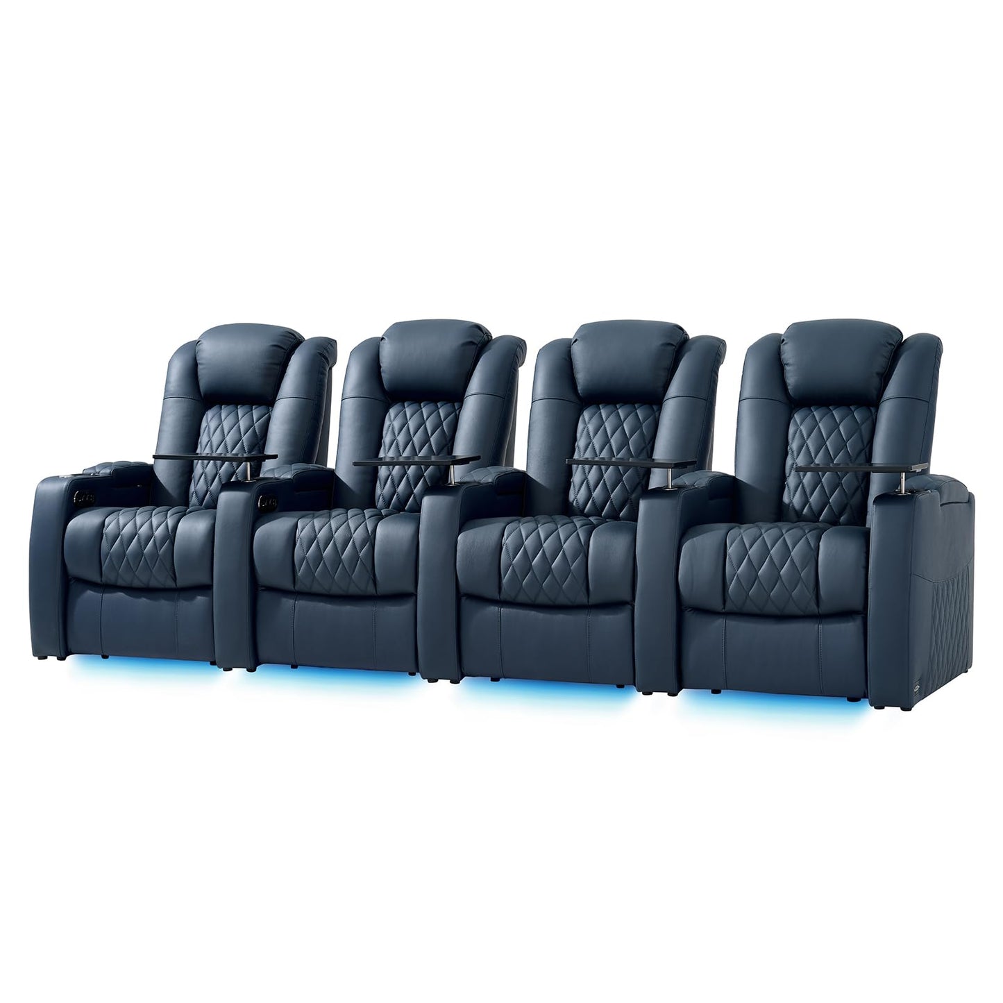 comfiroom Top-Grain Leather Home Theater Seating, Dual-Motor Power Recliner | Classic Series Black Zero Gravity Motorized Theater Chair with USB-C Charging, Adjustable Headrest, Tray Table, Row of 1