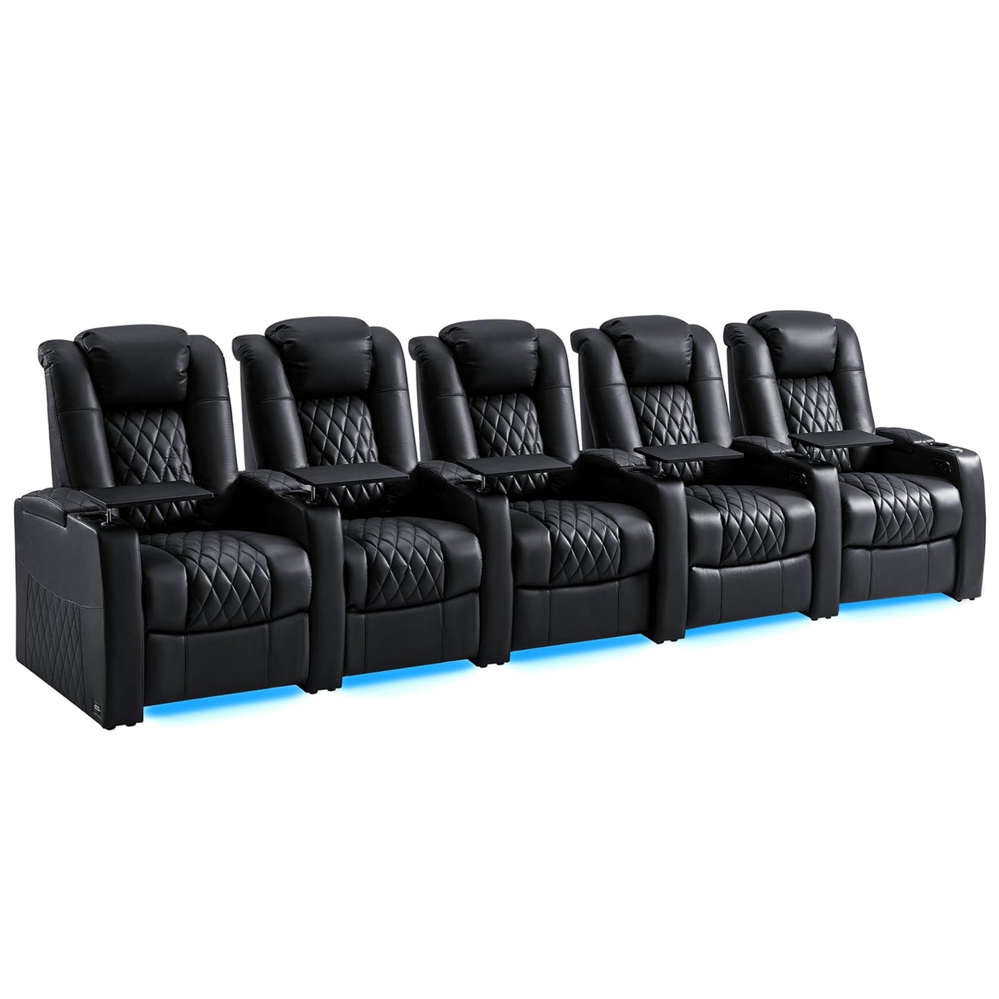 comfiroom Top-Grain Leather Home Theater Seating, Dual-Motor Power Recliner | Classic Series Black Zero Gravity Motorized Theater Chair with USB-C Charging, Adjustable Headrest, Tray Table, Row of 1
