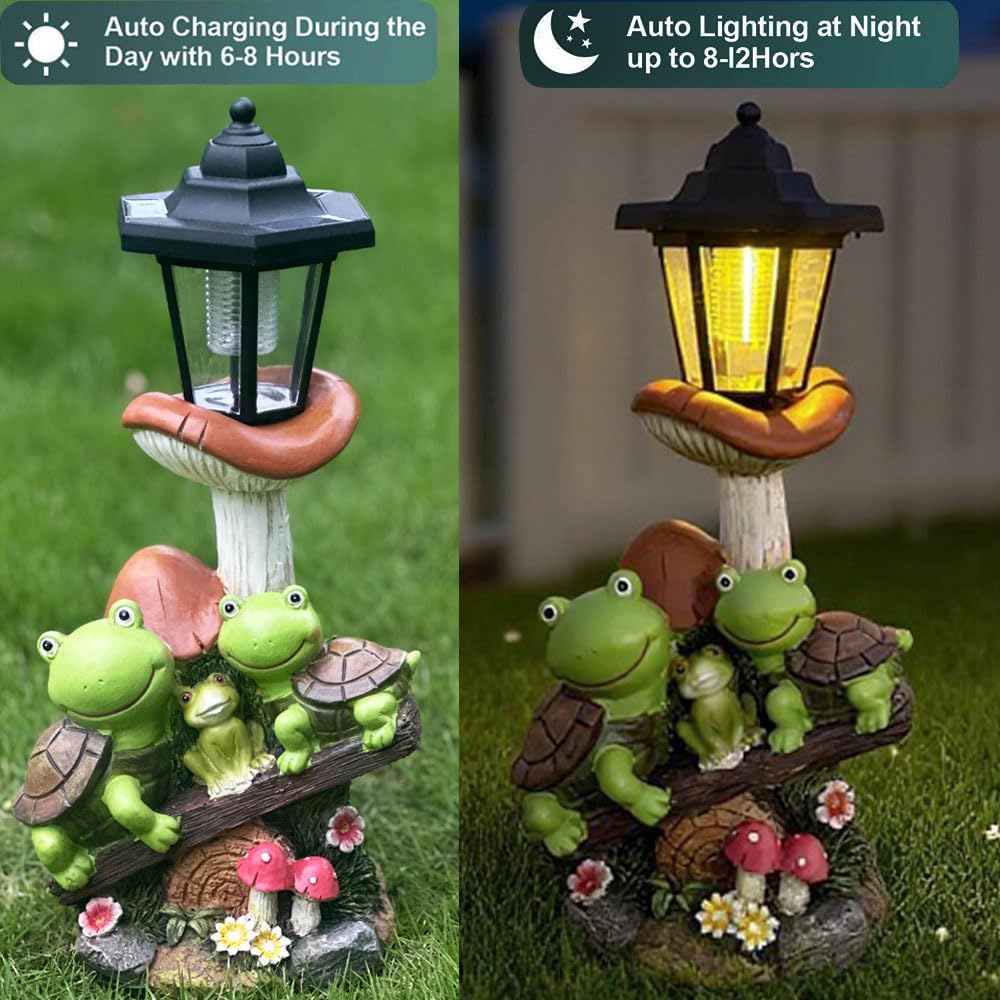Solar Frog Garden Statue, Outside Frog Statue Gift - Outdoor Solar Garden Figurines Decorative Art Housewarming Gift Suitable for Balcony, Courtyard, and Lawn Decor